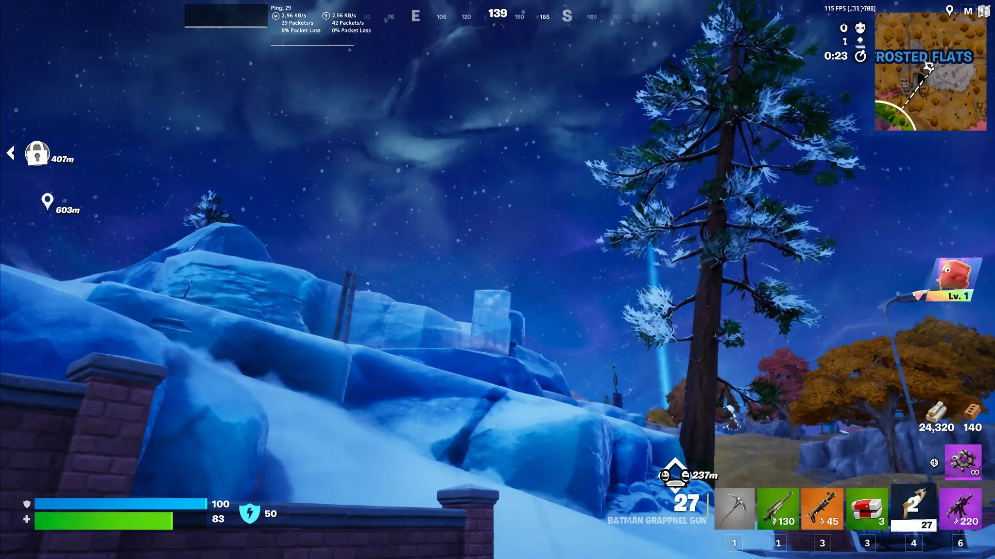 Aim the Batman Grapnel Gun in Fortnite