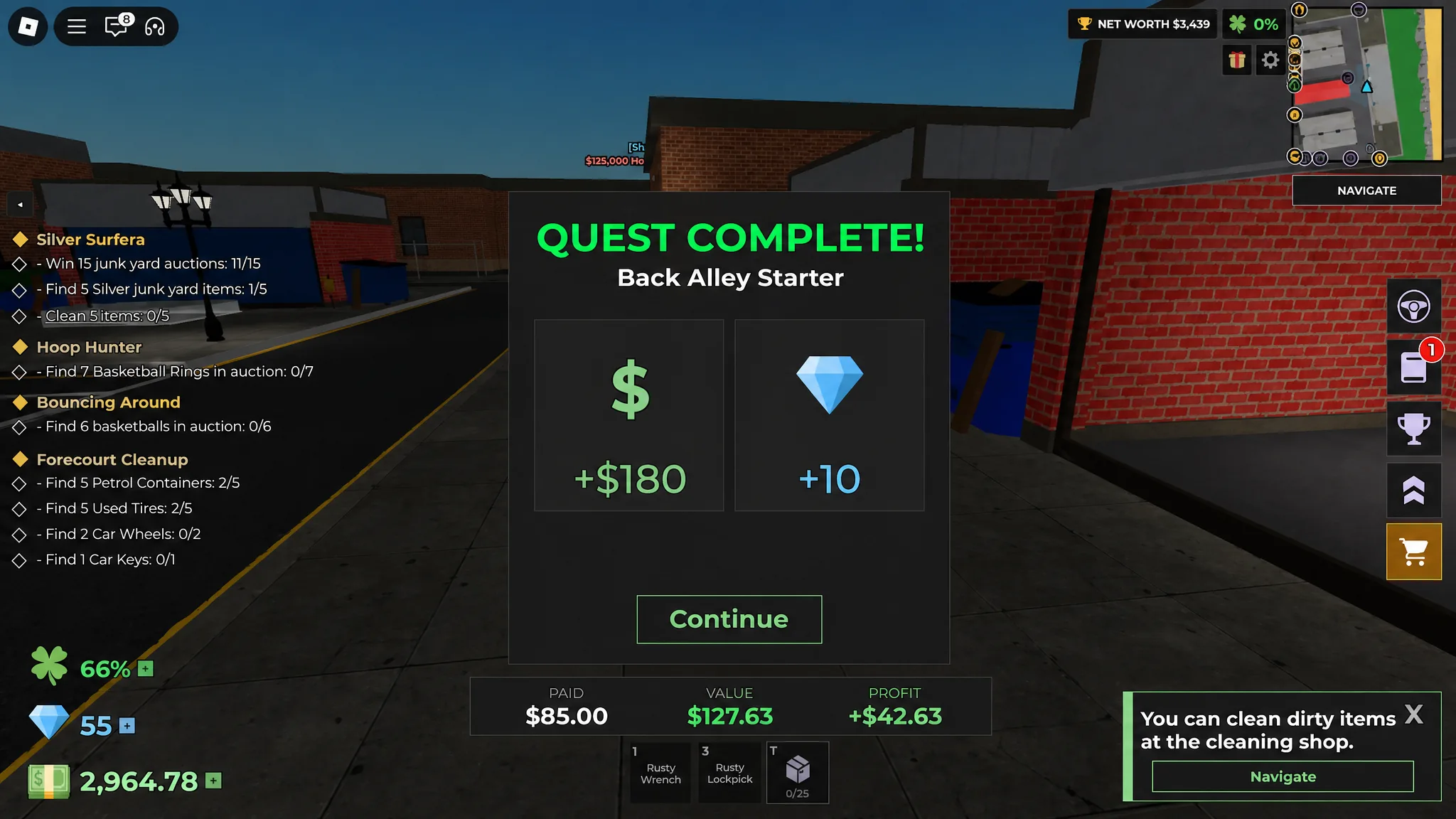 image showing quest rewards in Storage Hunters Open World