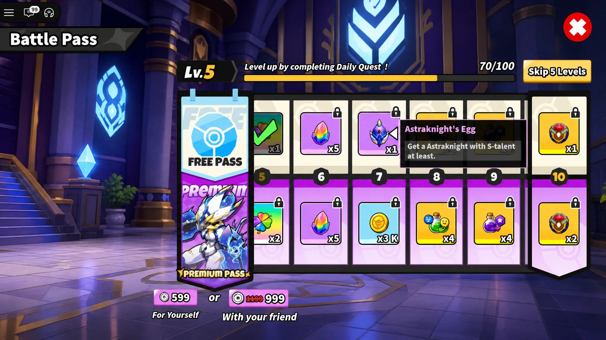 Astraknight's egg in Evomon Pass