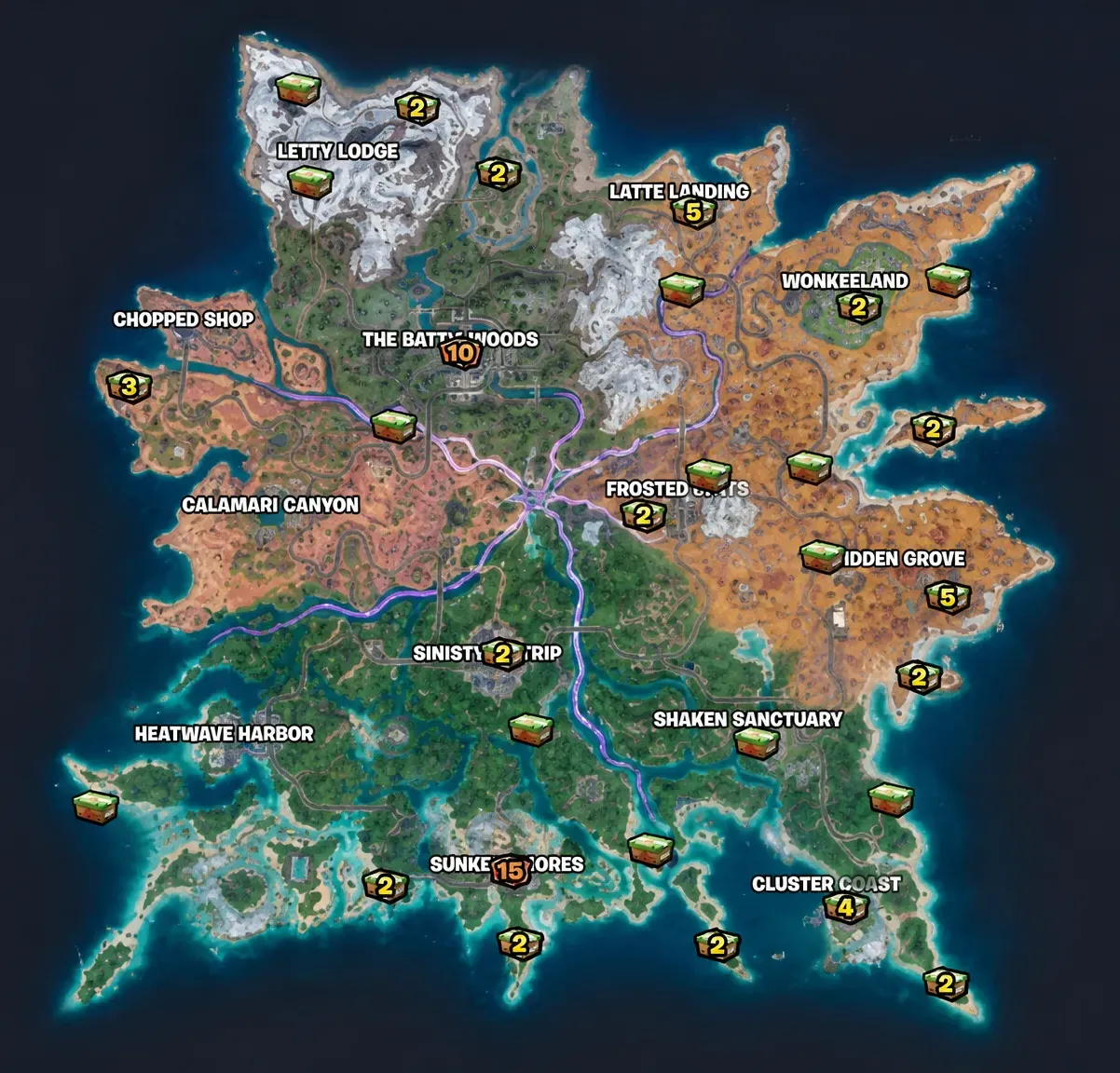 Fortnite Produce Box Location Map