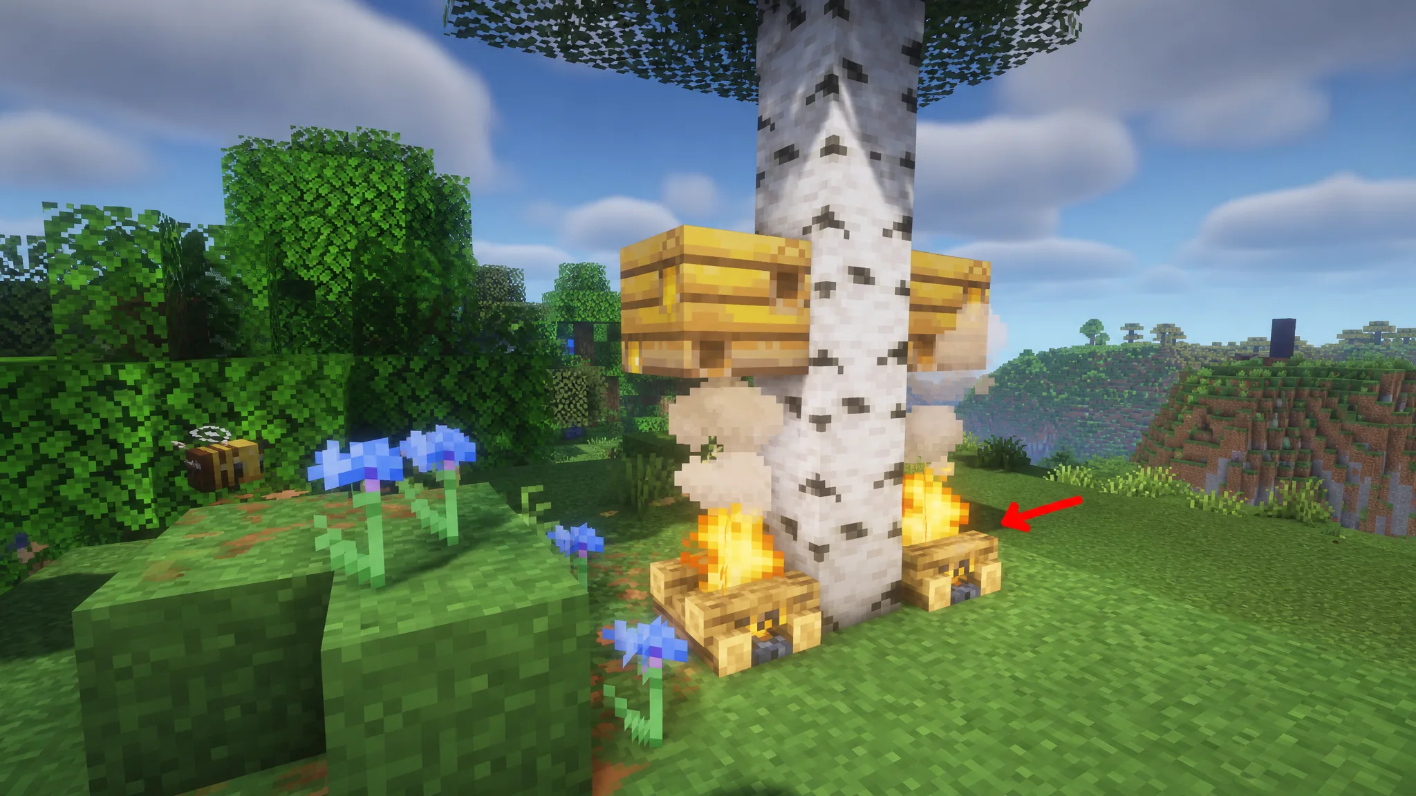 Place Campfire under a bee nest to bring out the bees