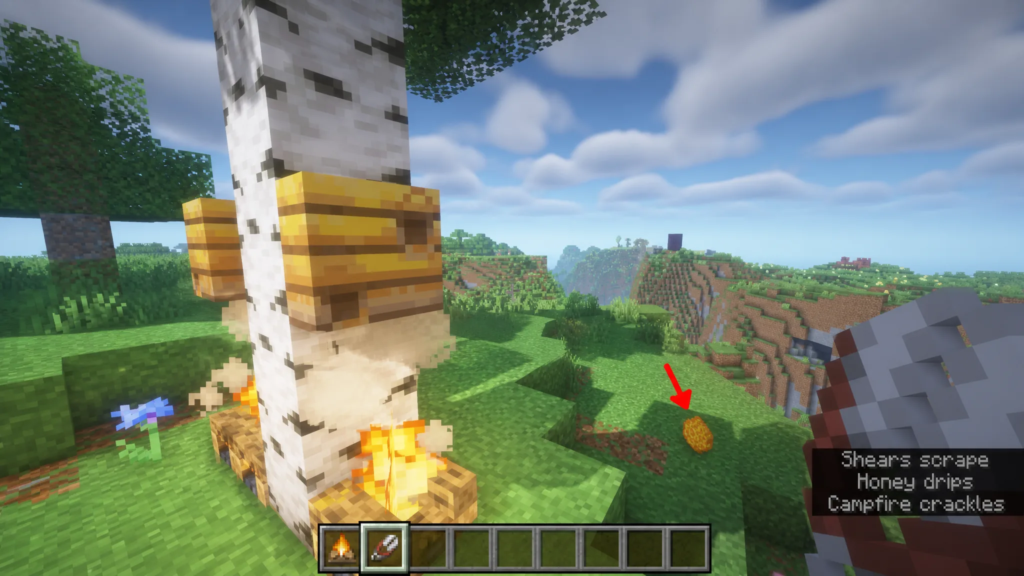 Collect honeycomb in minecraft