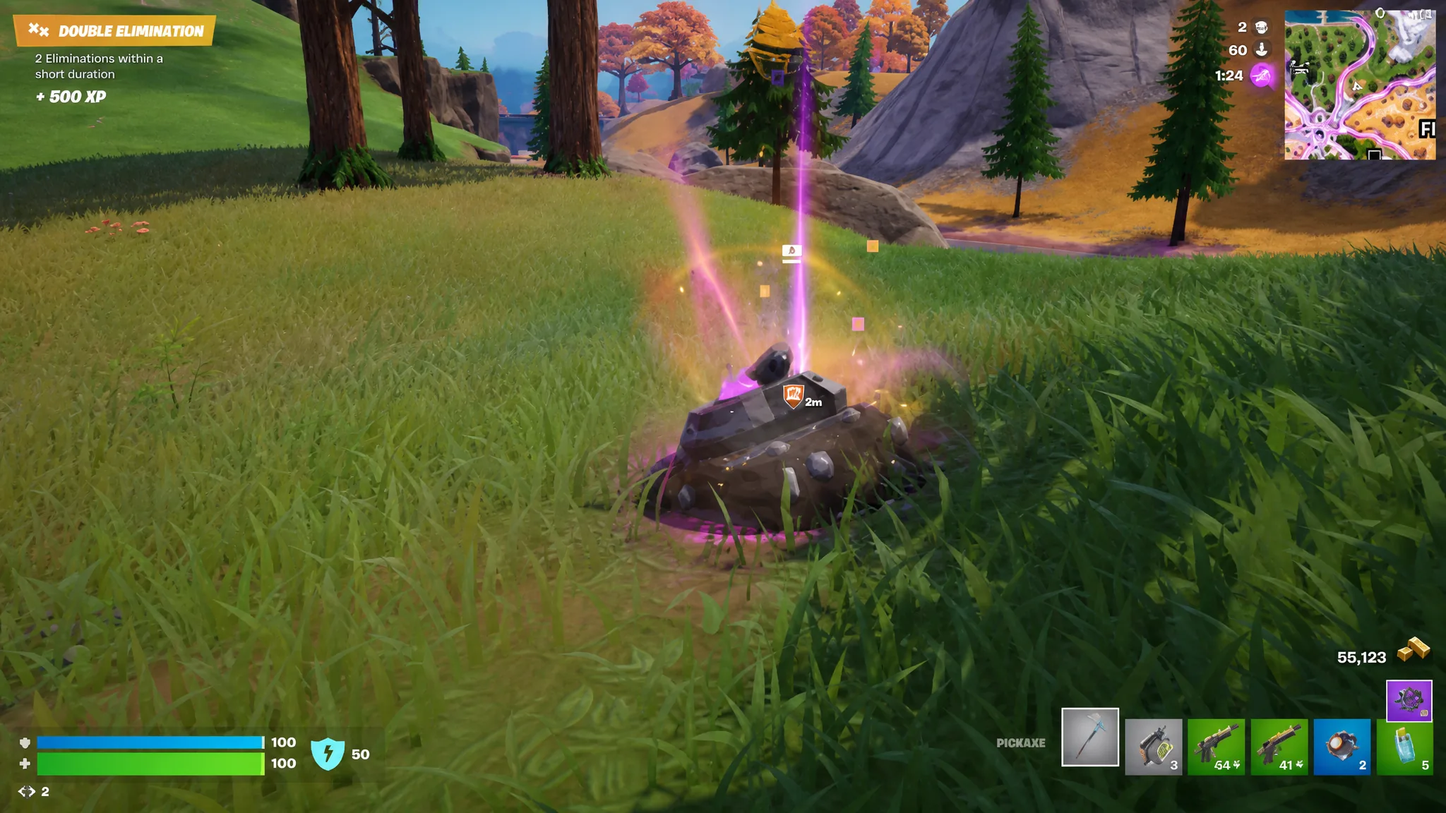Player digging up Sprite Chest in Fortnite