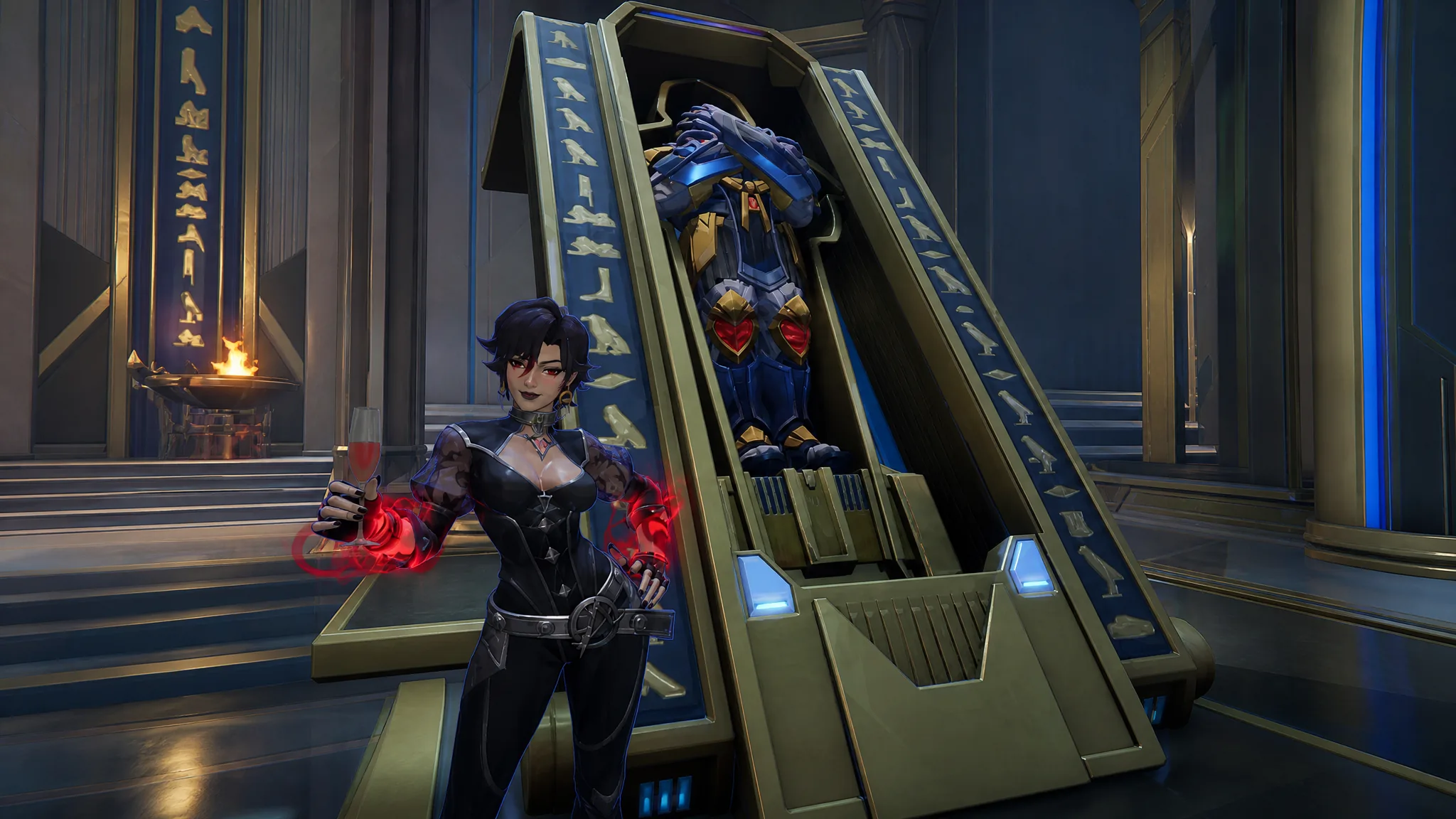 Jubilee by Apocalypse in a sarcophagus in marvel rivals
