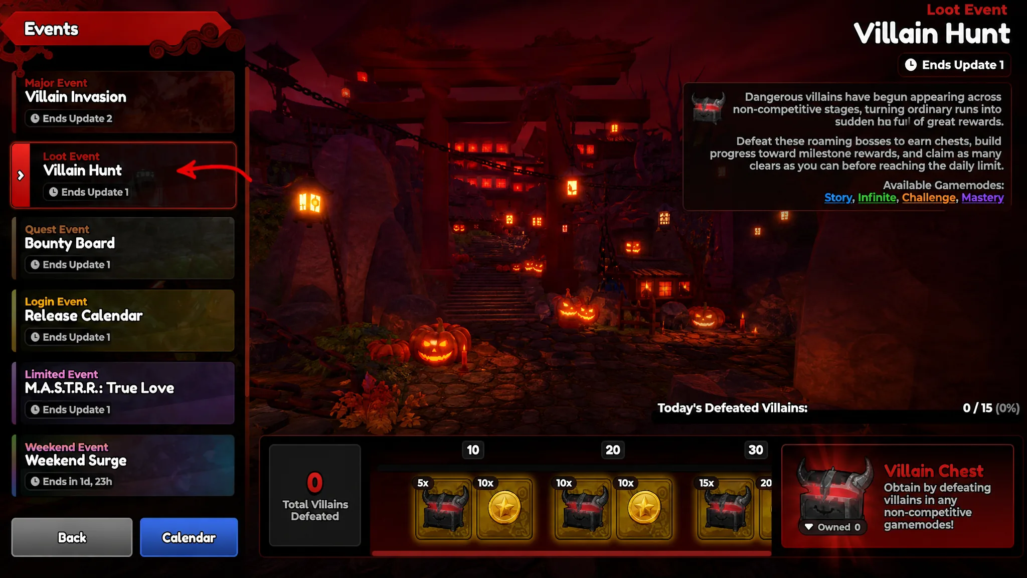 Villain Chest in Events Page Anime Expeditions