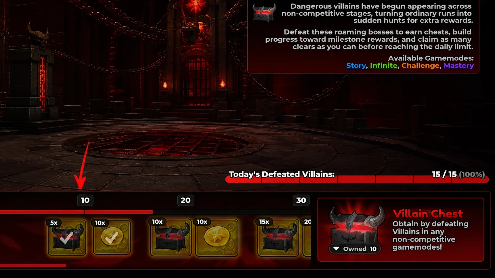 Villain chest loot progression in Anime Expeditions