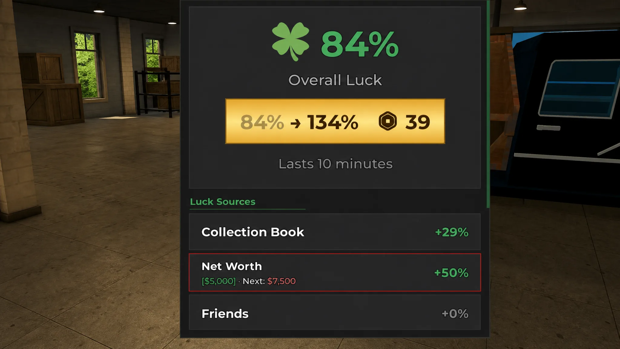 Net Worth Luck boost in Storage Hunters Open World