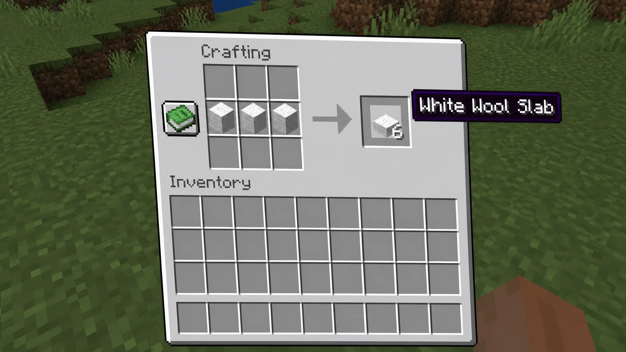 Minecraft Wool Slab crafting recipe