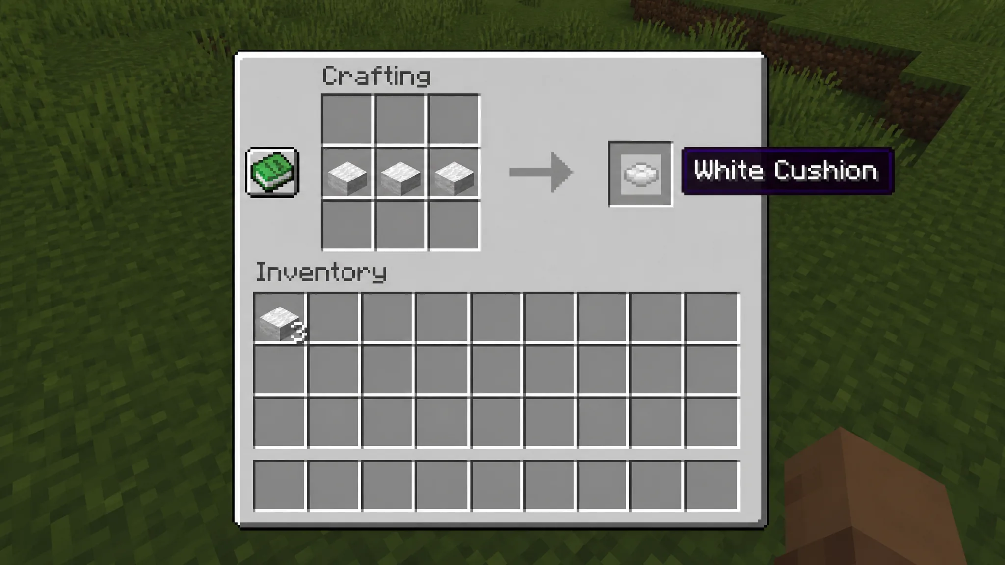 Minecraft cushion crafting recipe