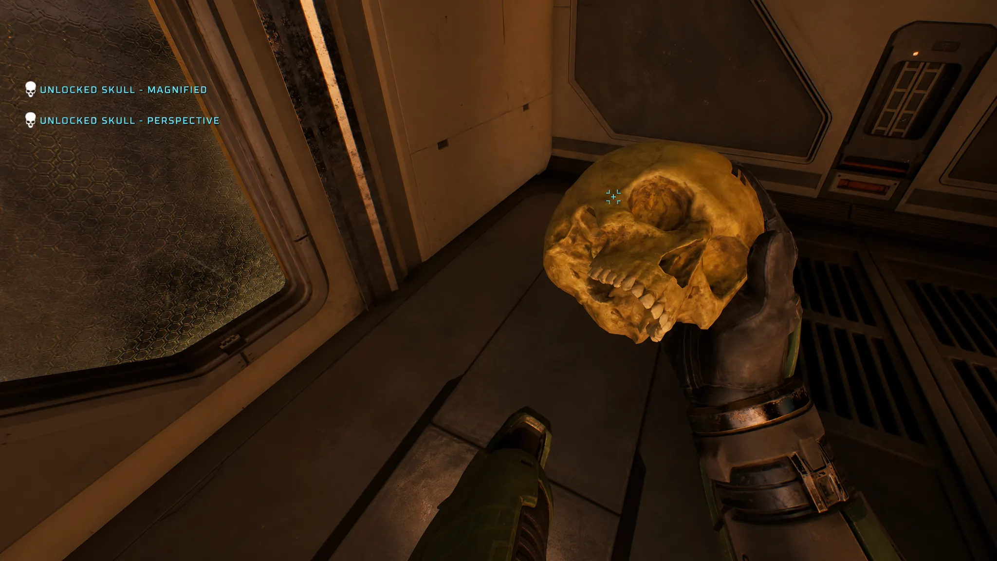 Master Chief picking up the Perspective Skull aboard the Pillar of Autumn
