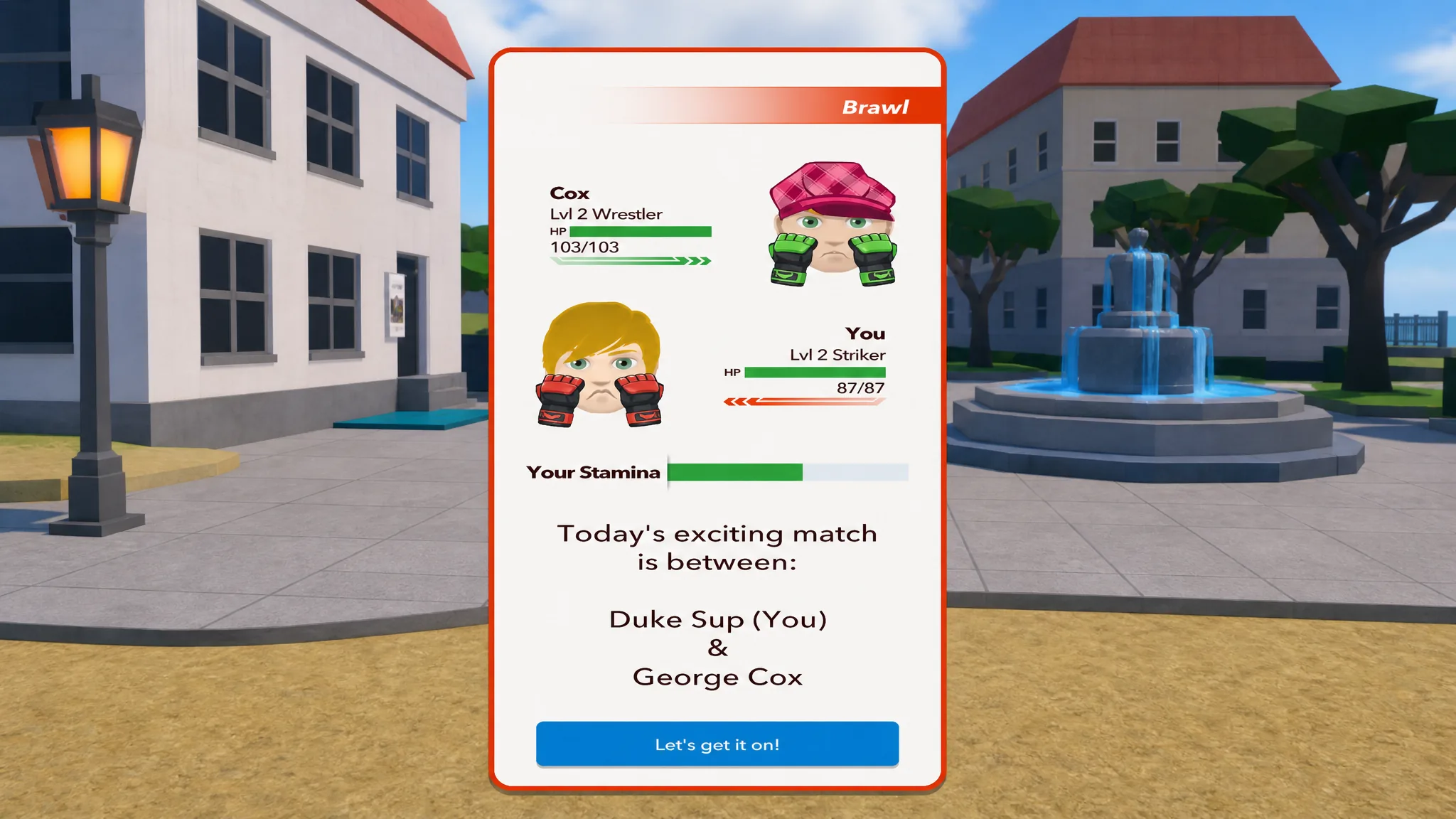 The BitLife Fighting Mini-Game Menu