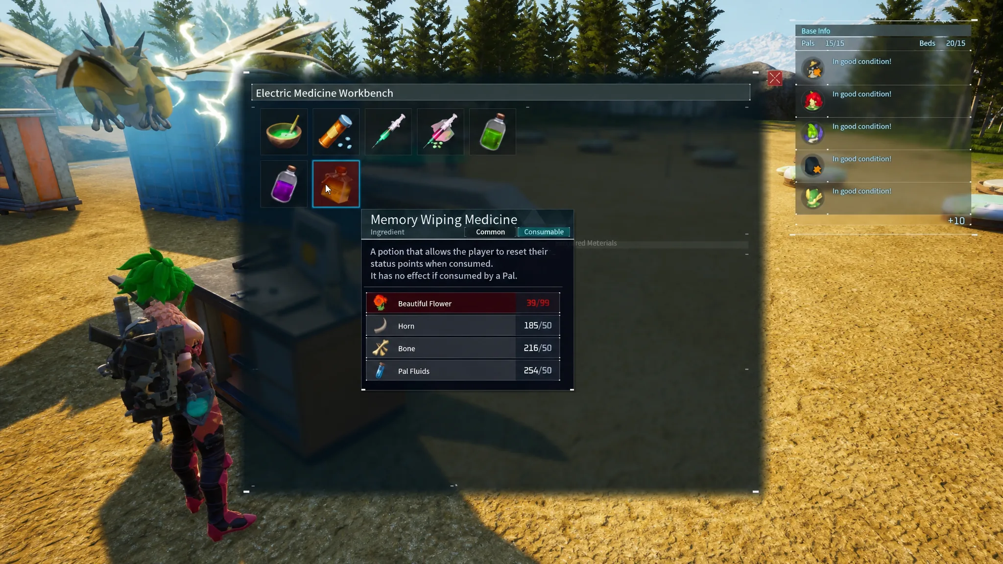 Memory Wiping Medicine used to reset stats in Palworld