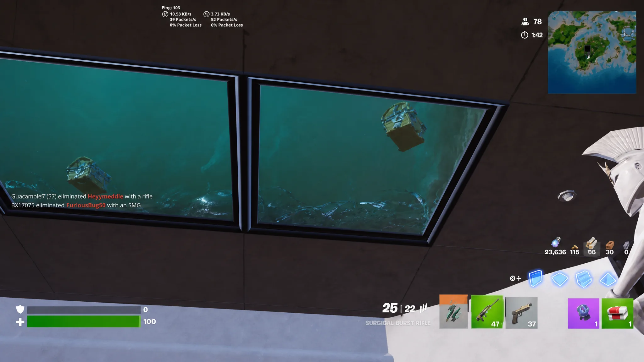 Shooting at the Aquarium Vault in Fortnite Chapter 7 Season 3