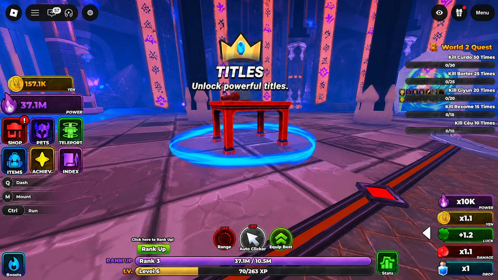 image showing Titles section in Anime Astral Simulator