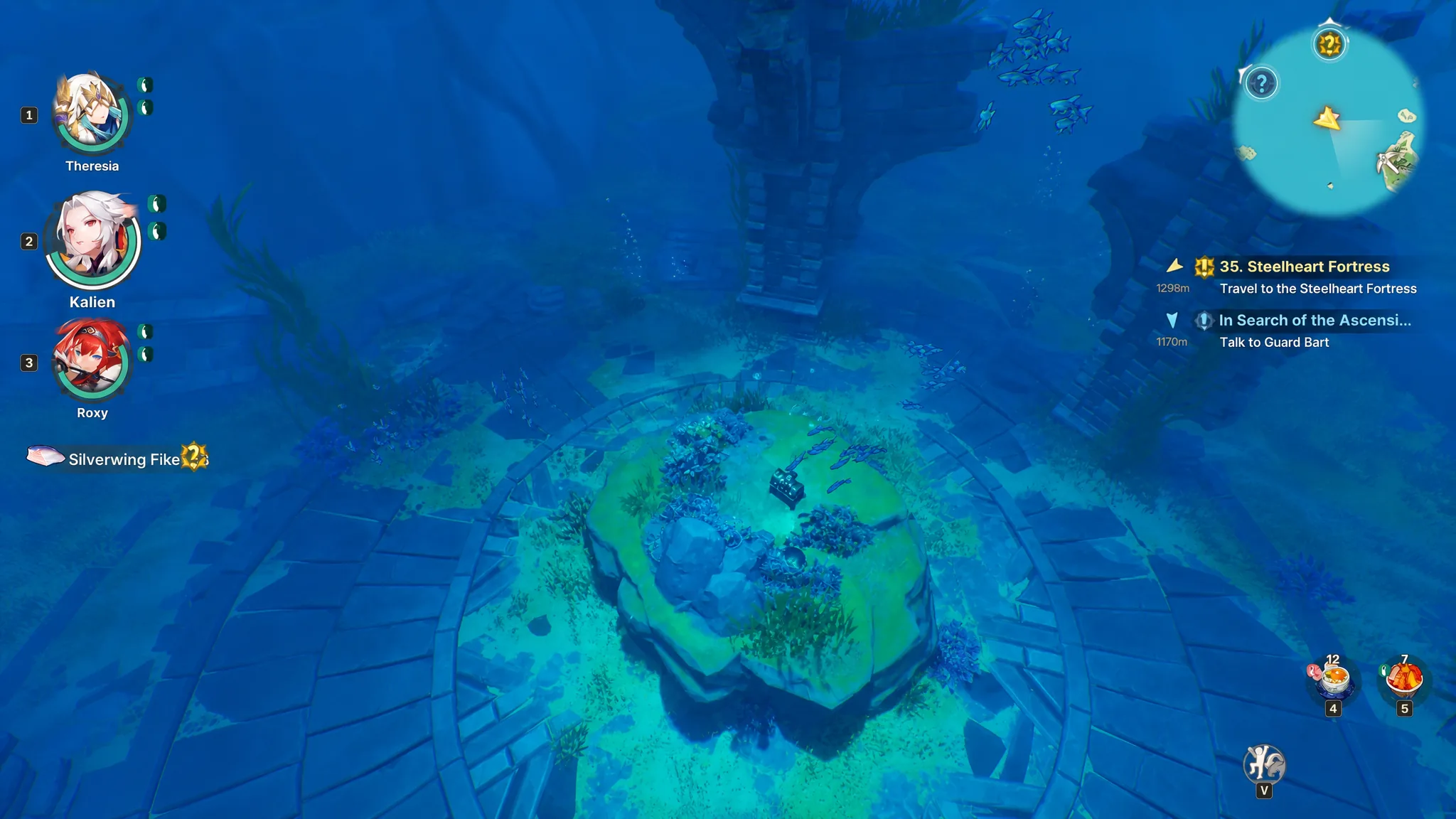The treasure chest in the center of the underwater ruins in DragonSword: Awakening