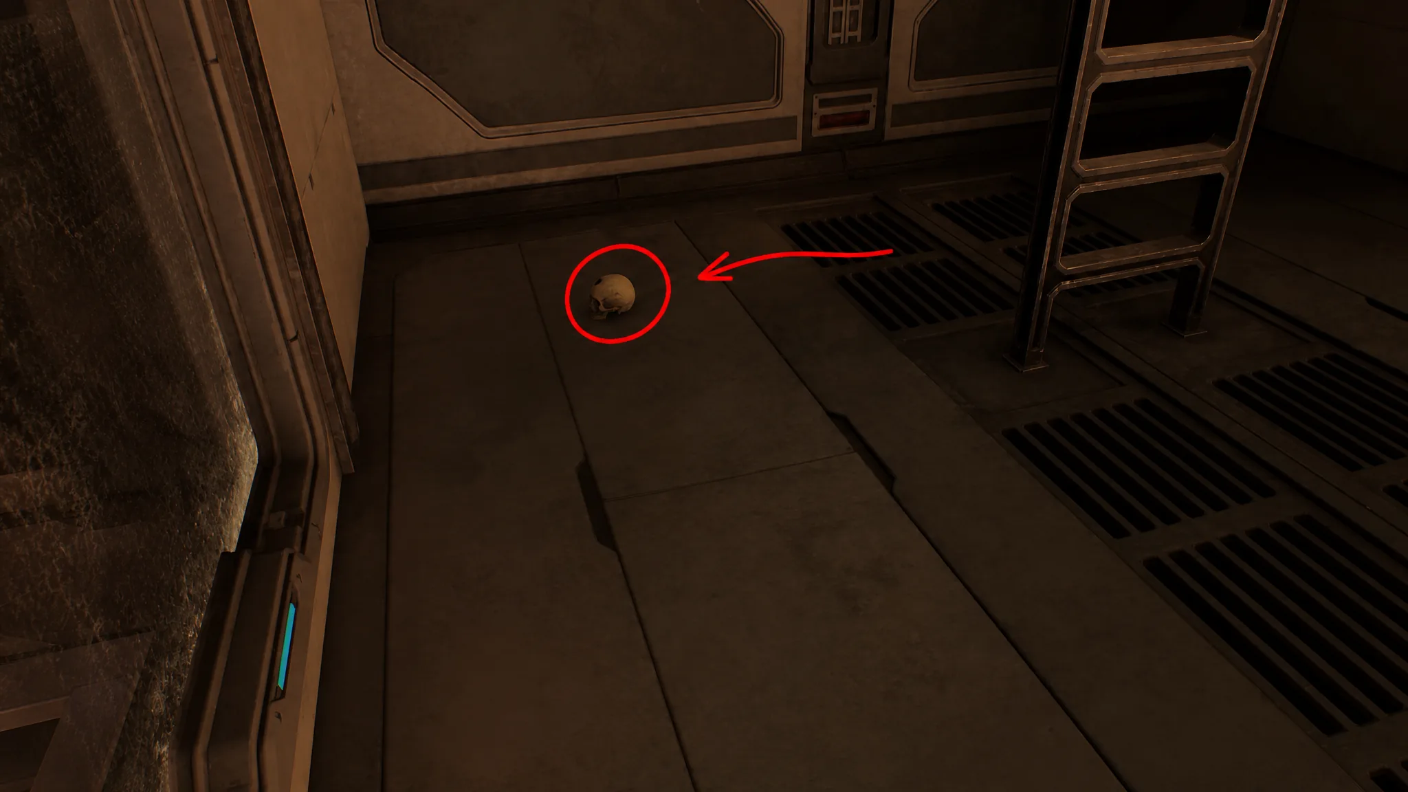 Perspective skull lying on the ground in Halo Campaign Evolved