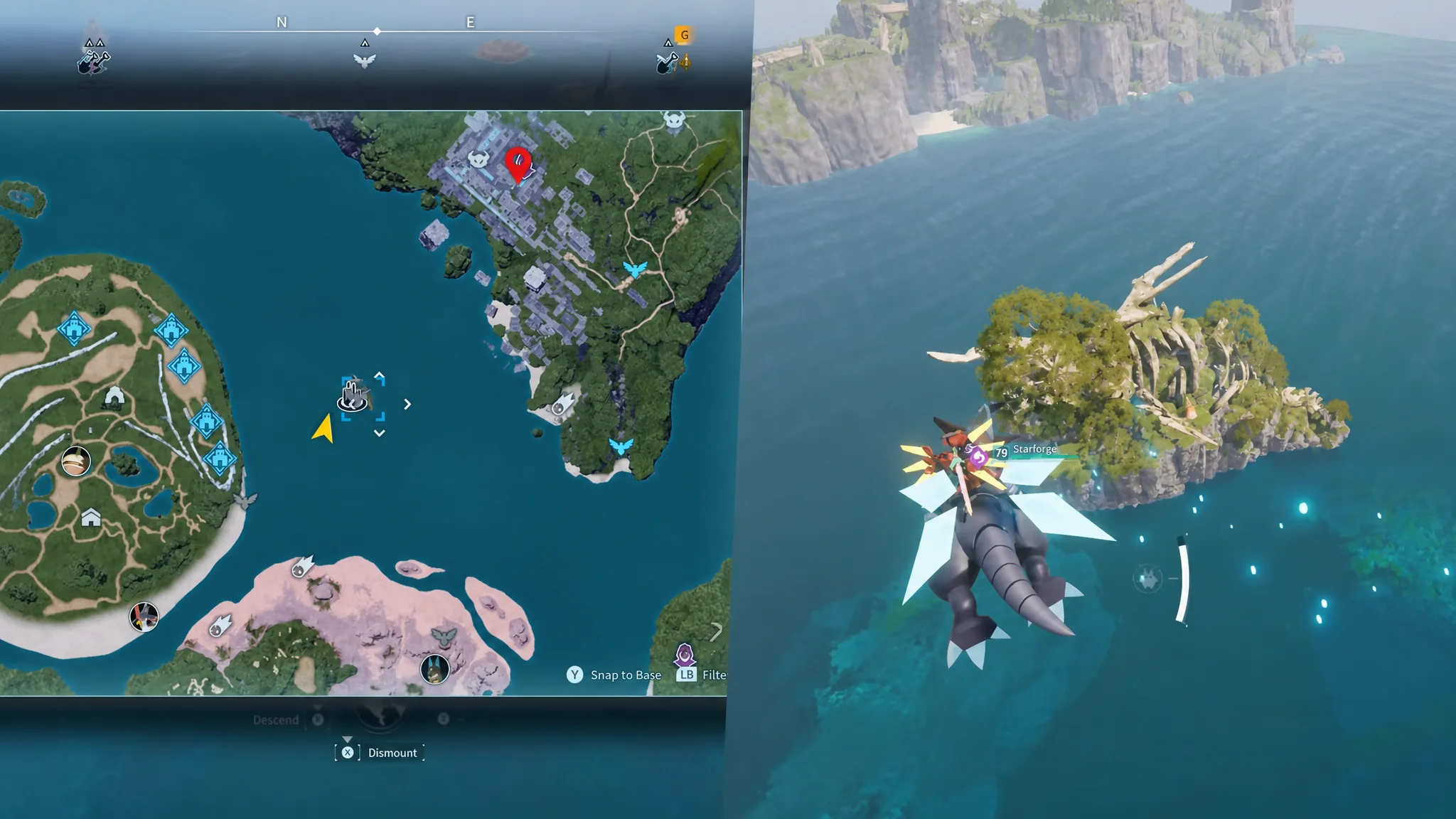 The NPC location on the Deserted Islet near Ice Wind Island