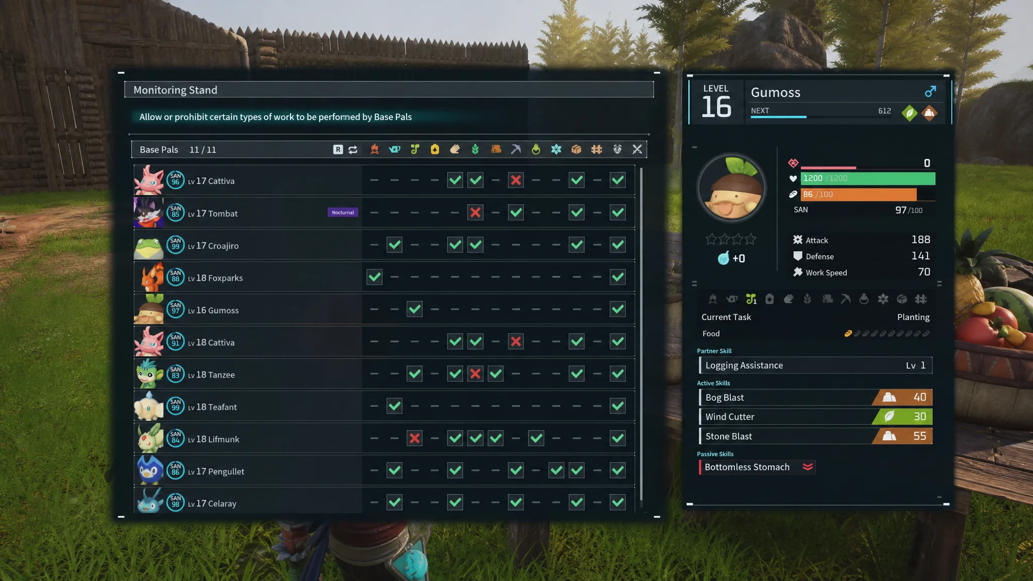 Player interacting with the Monitoring Stand in Palworld