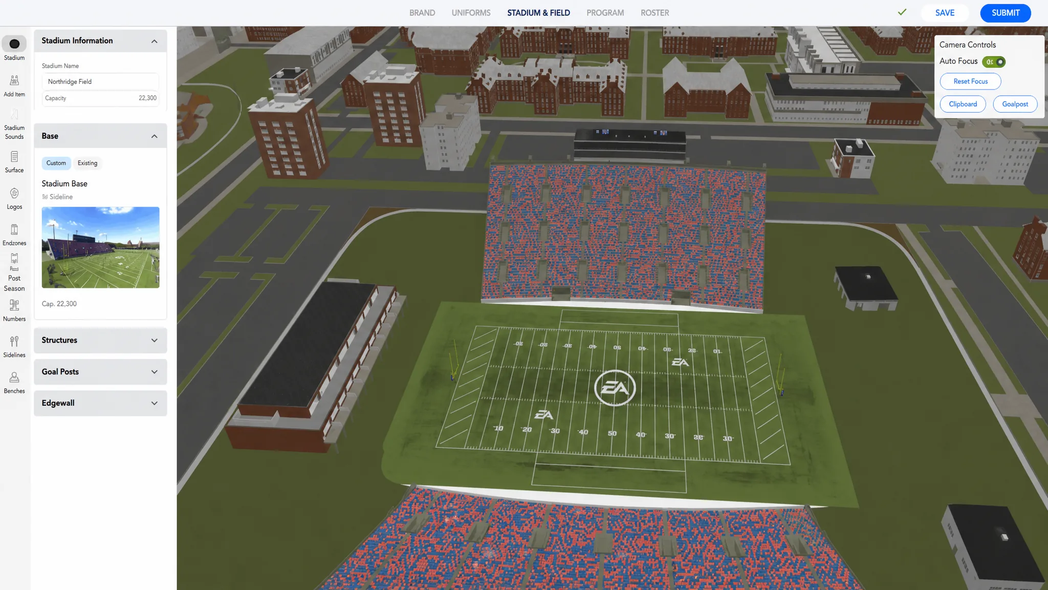 Designing the stadium for your College Football 27 team