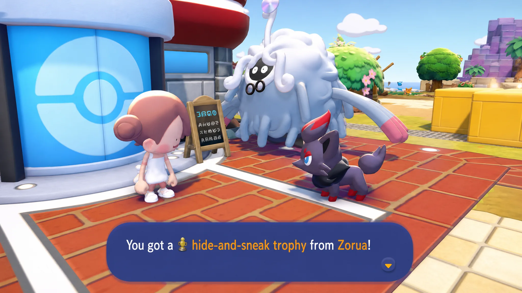 Earning hide-and-sneak trophy in pokopia