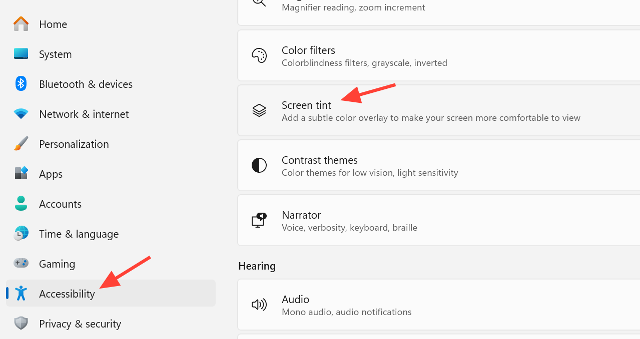 How to Enable Screen Tint in Windows 11 (Accessibility Setting)