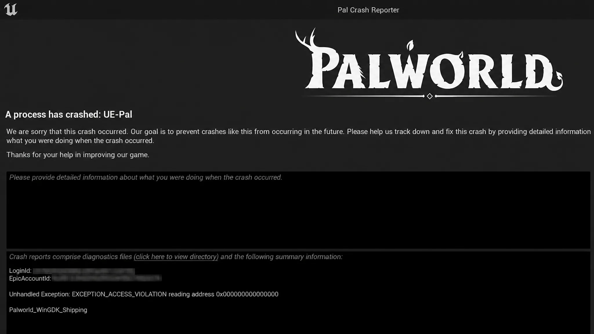 UE Pal Crash Exception Access Violation