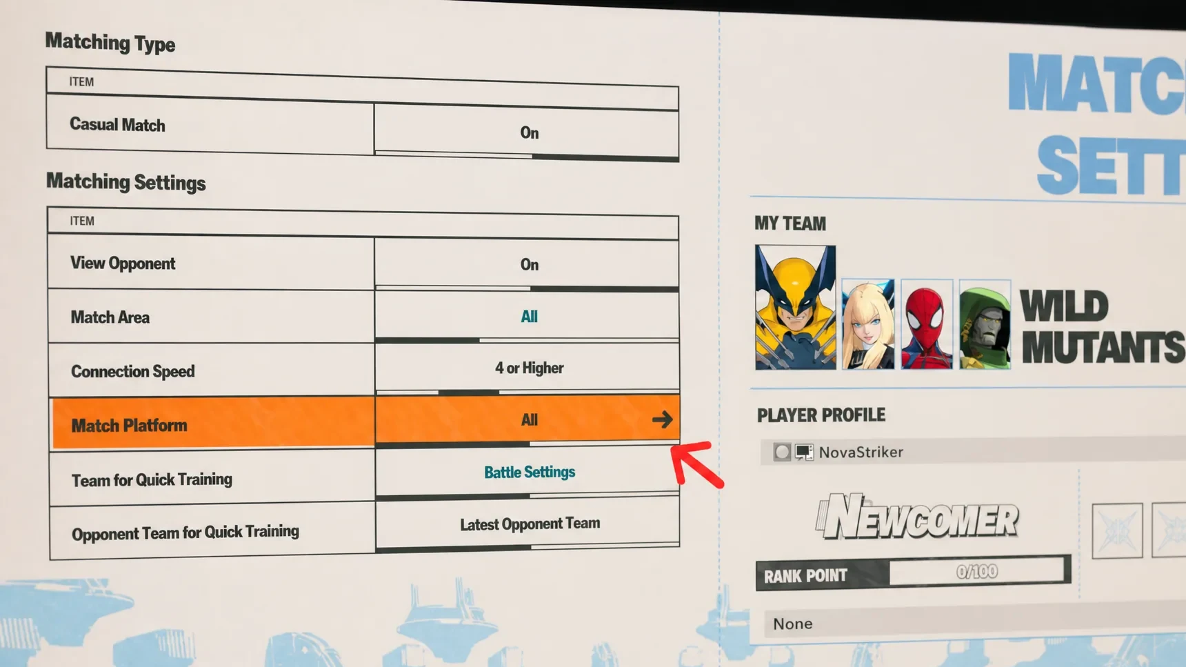 Enabling crossplay in Marvel Tokon