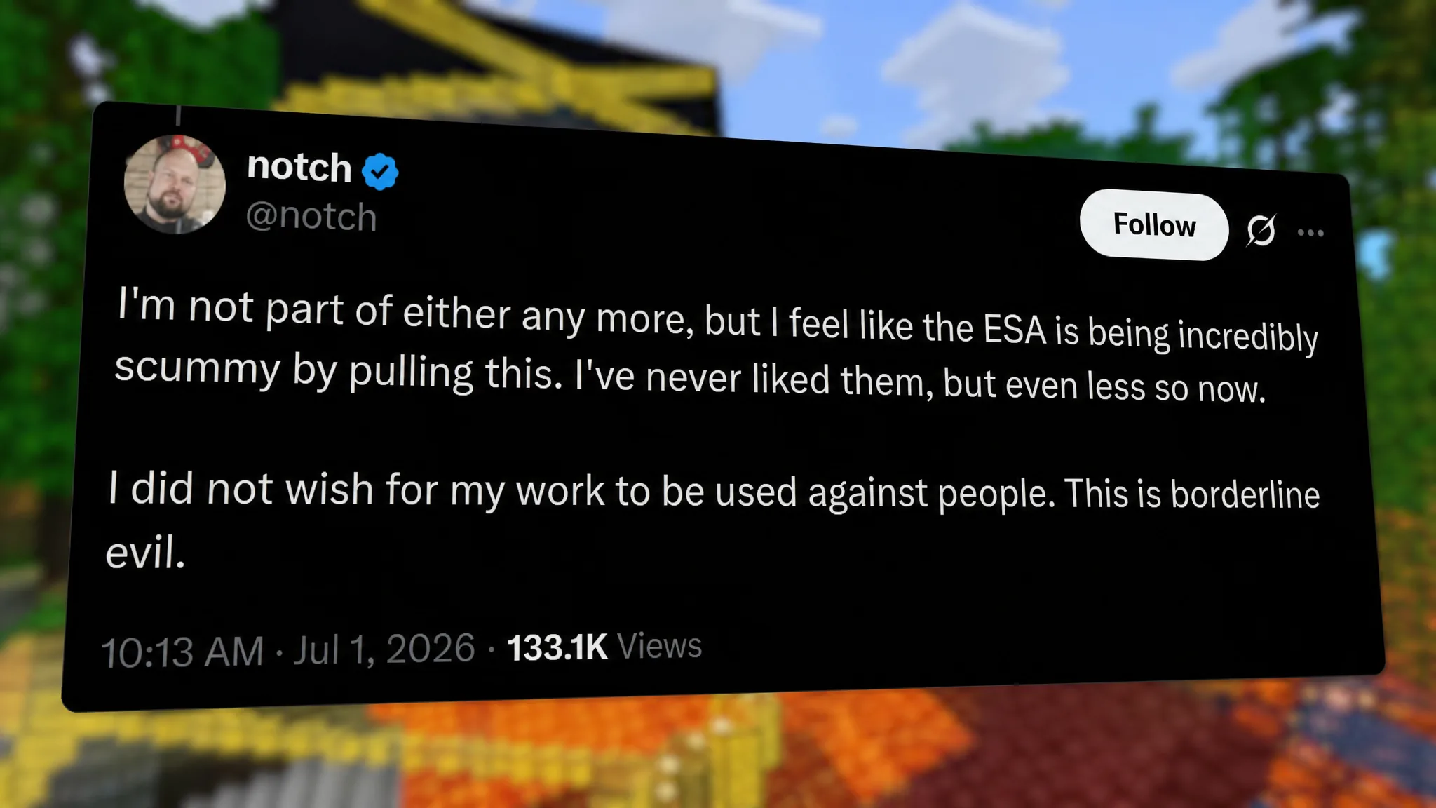 Minecraft Creator Notch Fires Back At ESA for Claiming Minecraft Private Servers as Illegal