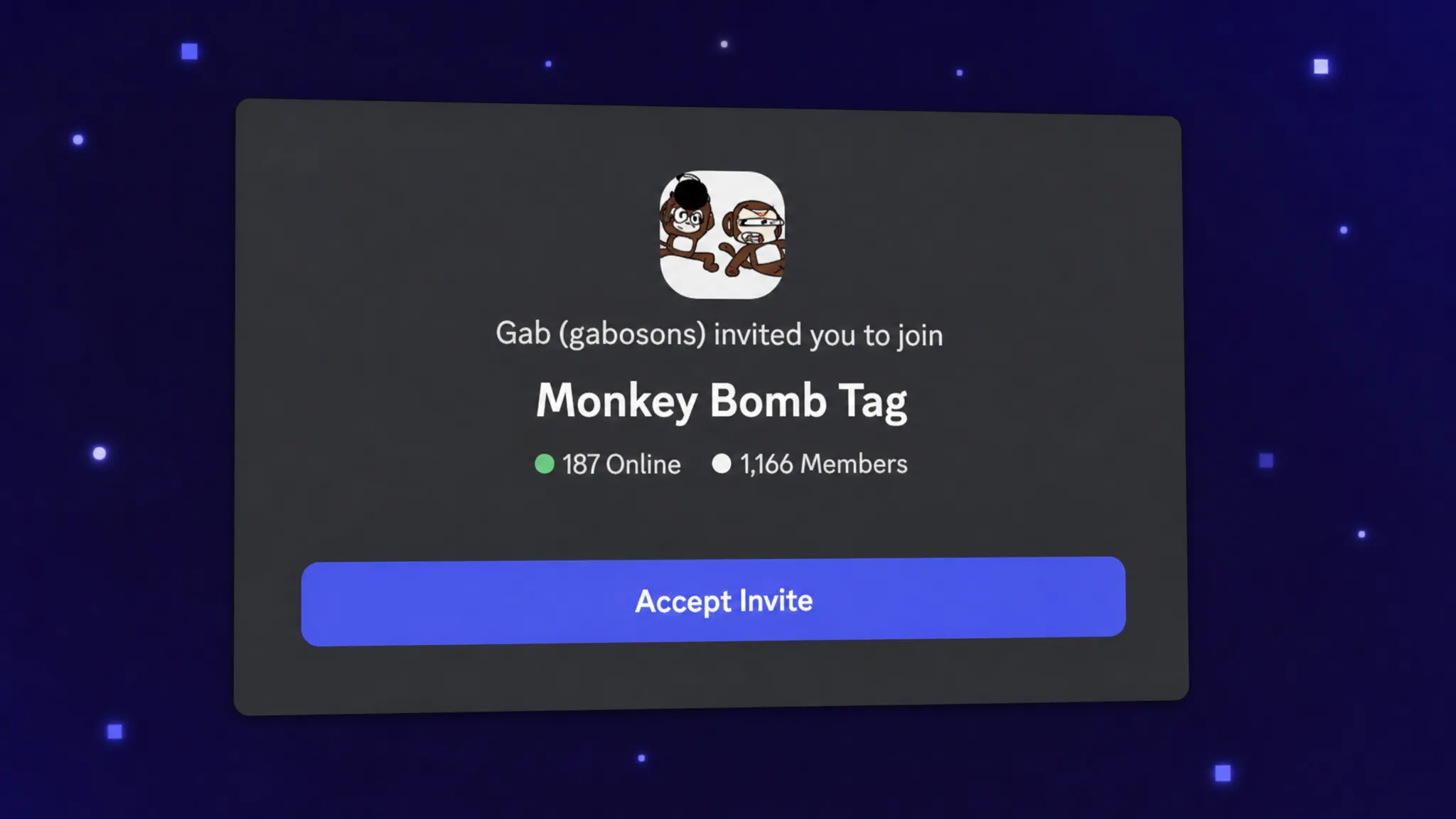 Monkey Bomb Tag codes: An image of the Monkey Bomb Tag Discord server