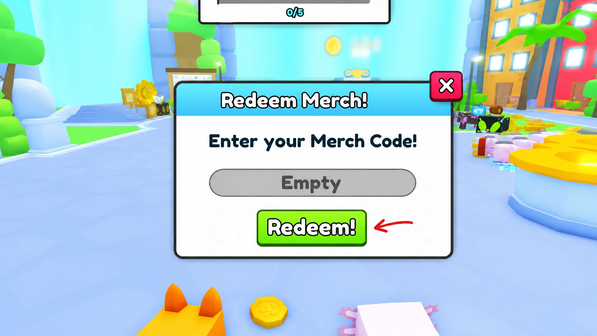 Redeem codes in Pet Simulator 99