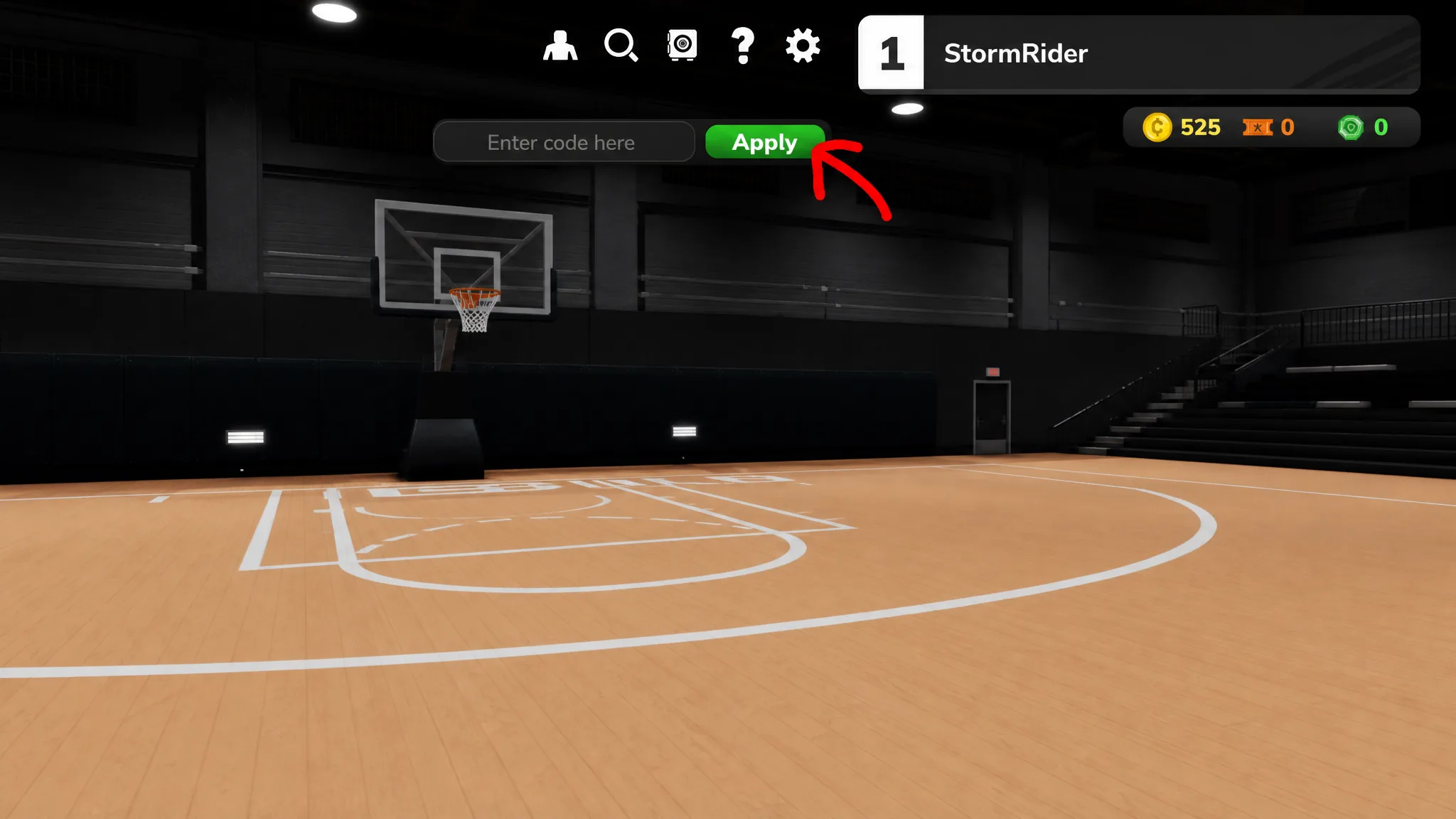 RB World 5 code text box and Apply button