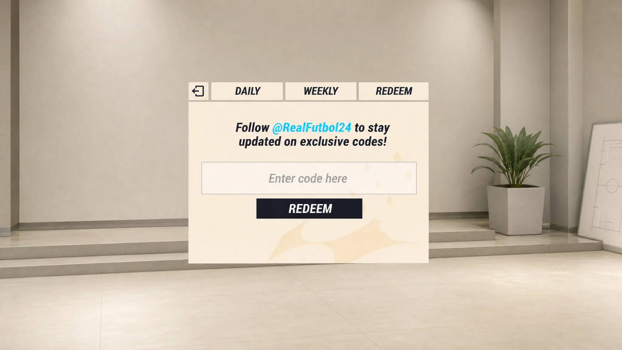 How to redeem codes in Real Futbol 24, step 2