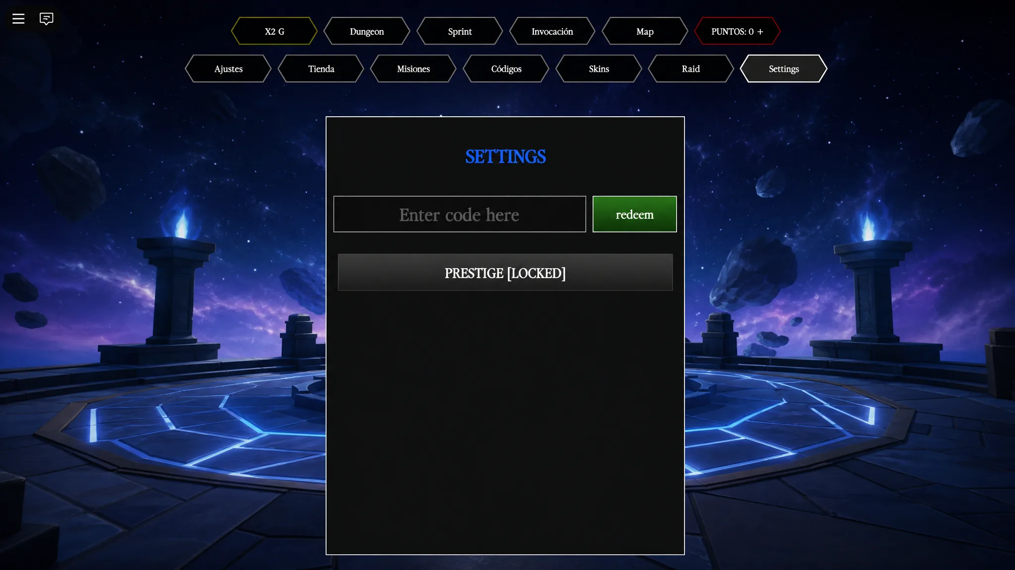 Tensura Incremental codes: A screenshot of the codes box with Pocket Tactics in the slot and a PT roundel in the top right corner