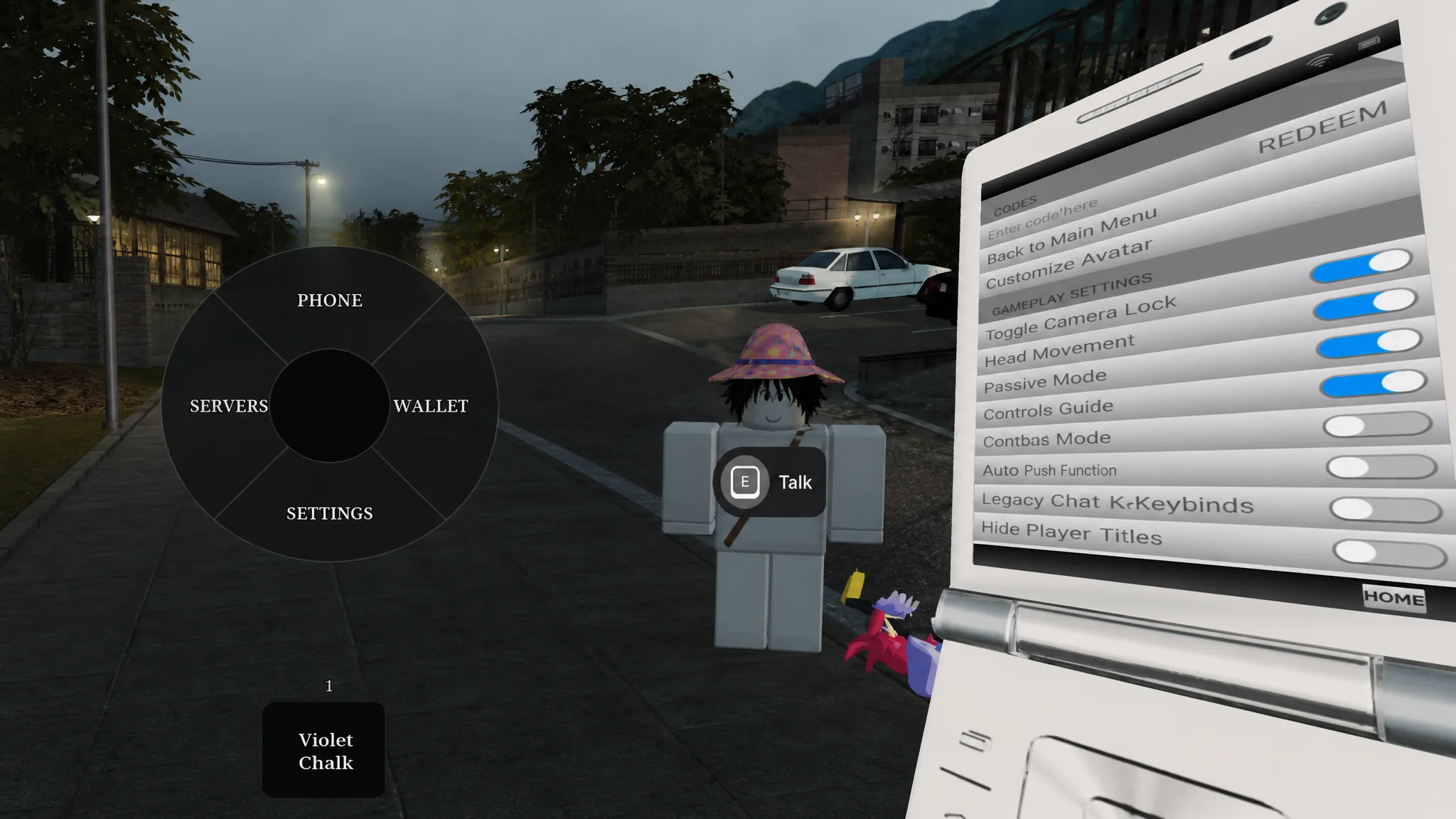 Arrow pointing to the Settings and codes system in Rintama High