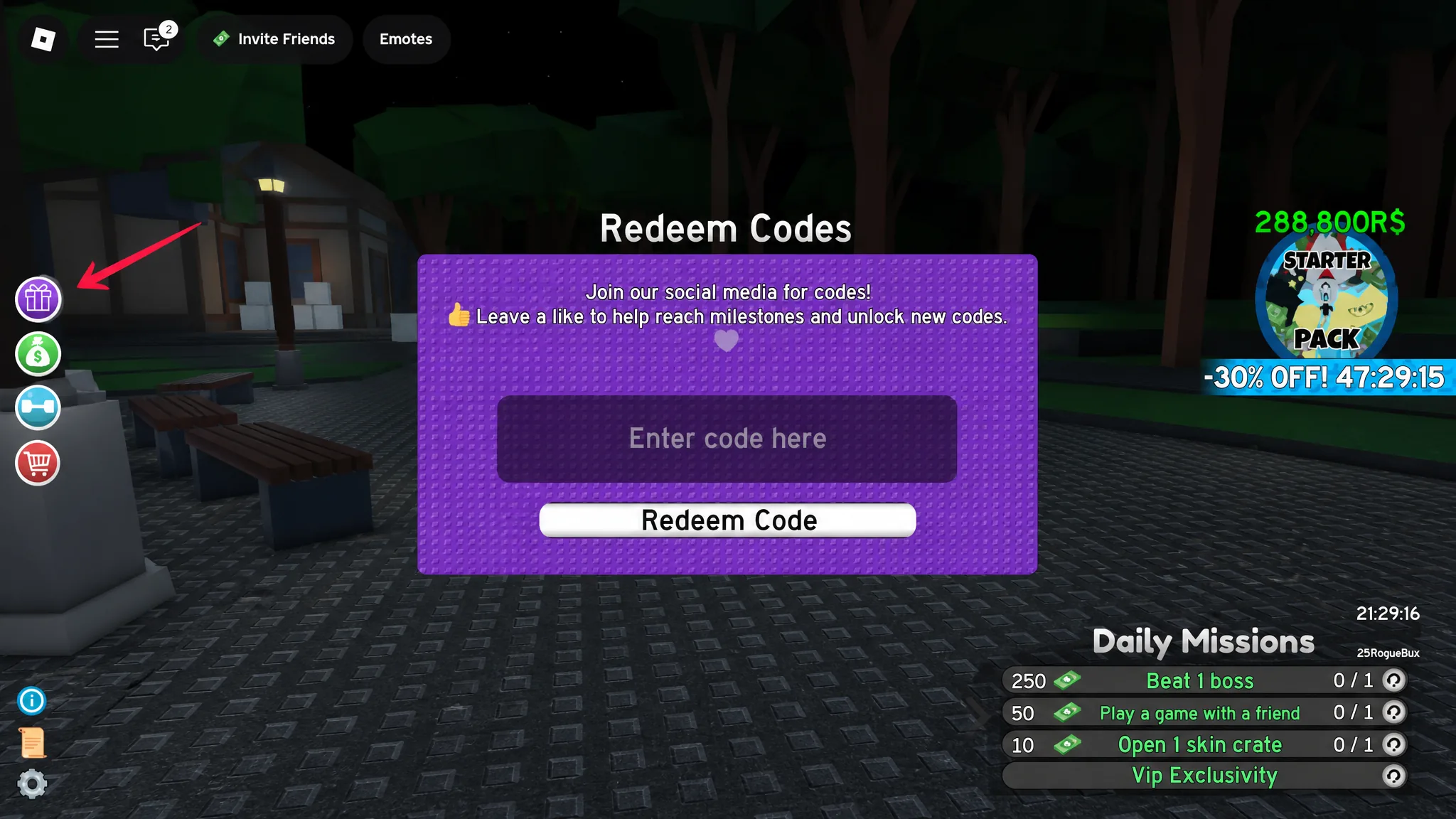 RogueRealms Code Redemption Window