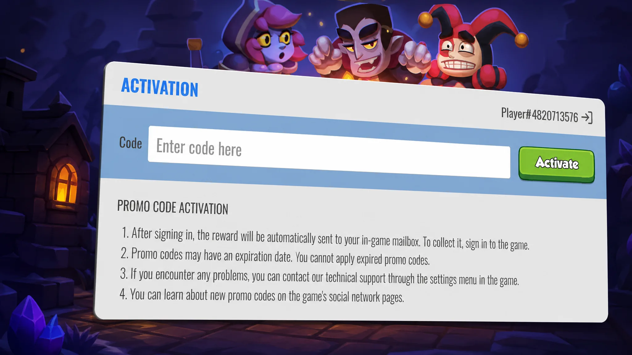 Rush Royale code redemption