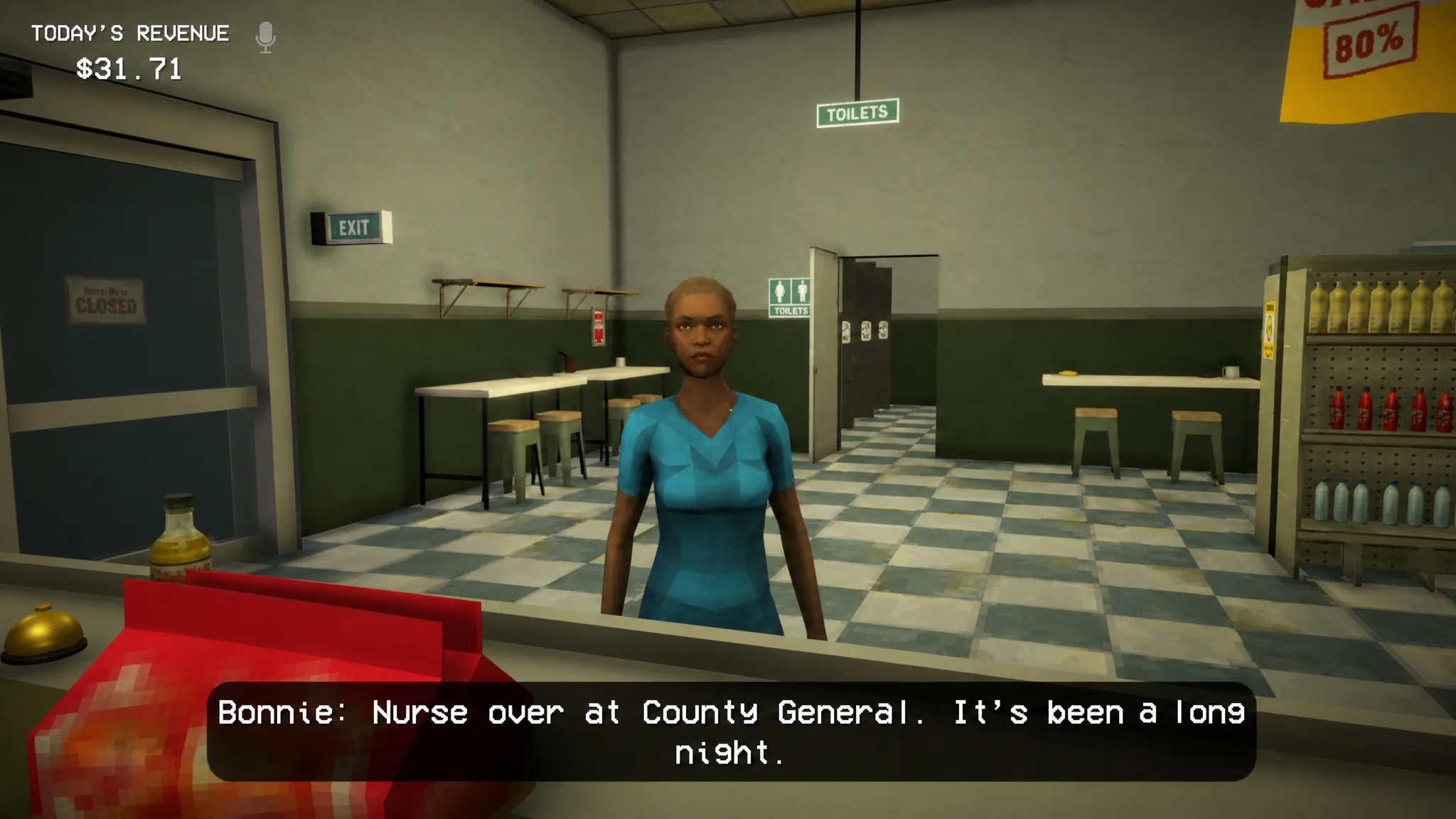 Scanning a customer ID at the gas station counter in Shift At Midnight