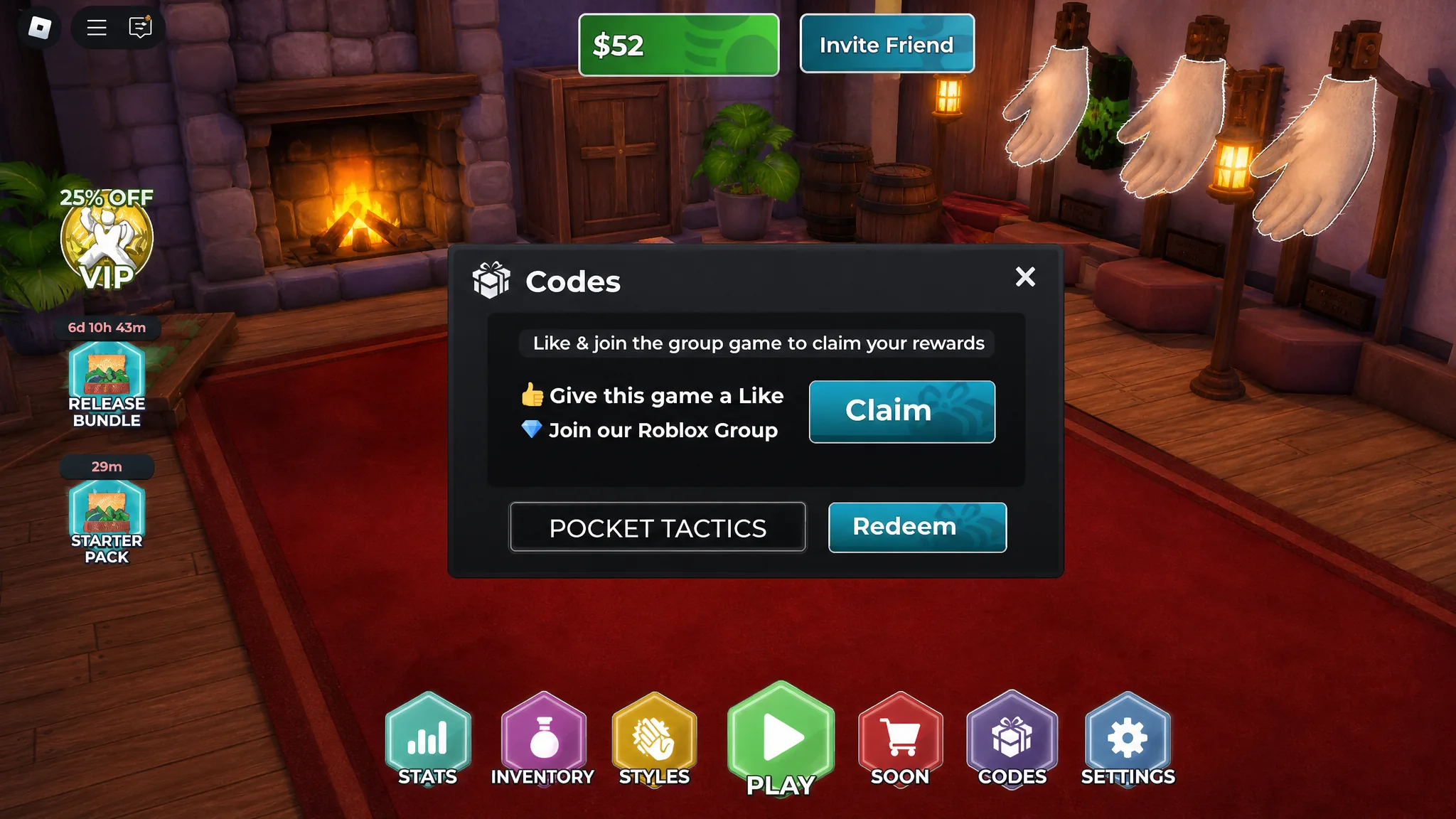 How to redeem slap codes in the Roblox game