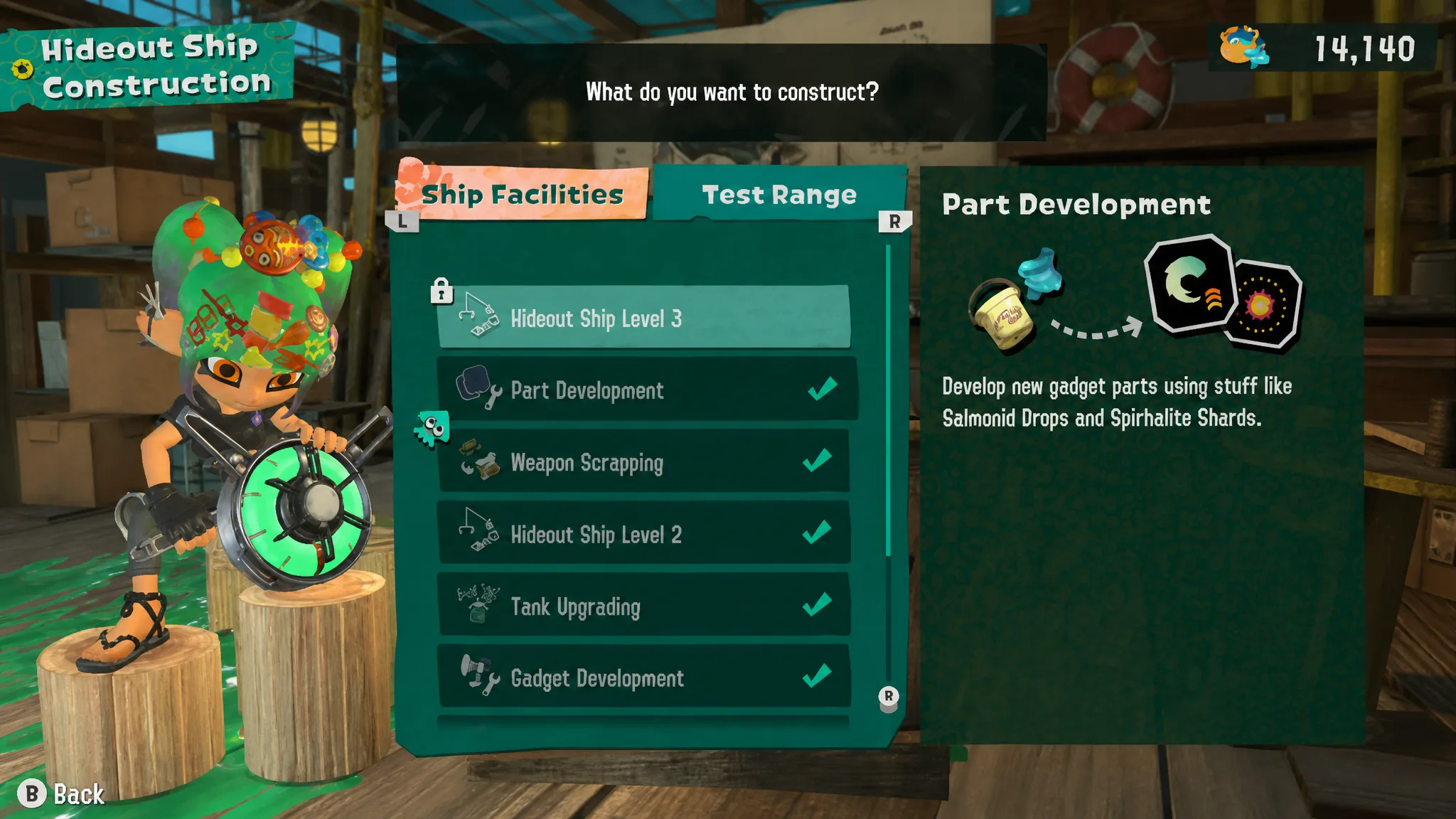 Splatoon Raiders Hideout Ship Upgrades screenshot