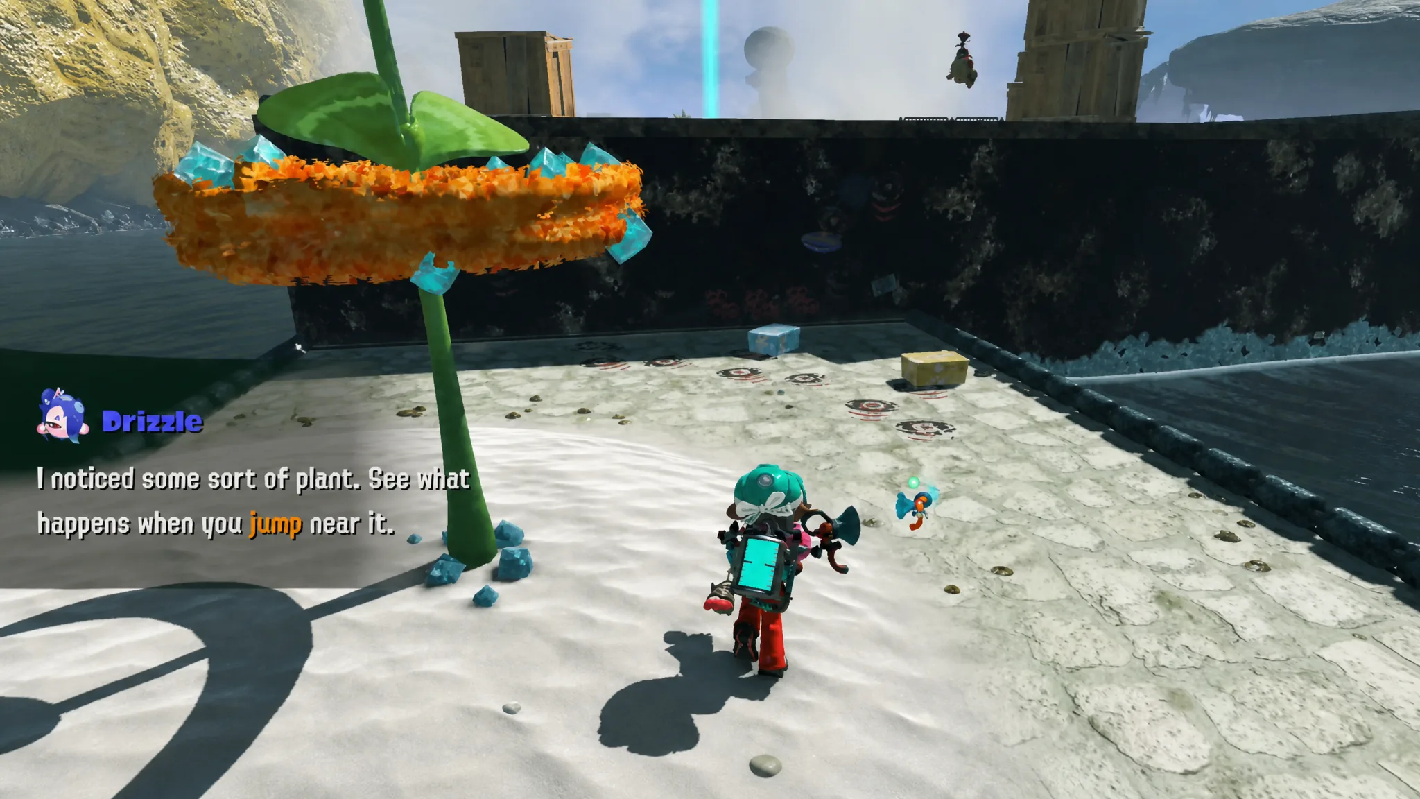 Heading toward the giant plant for the first treasure