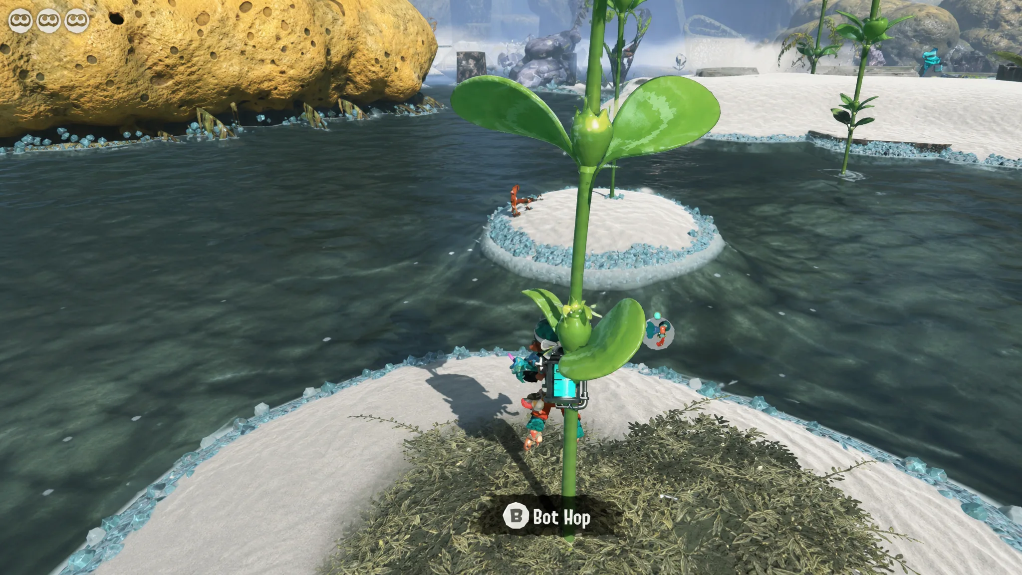 Using the plants to jump to the next island section