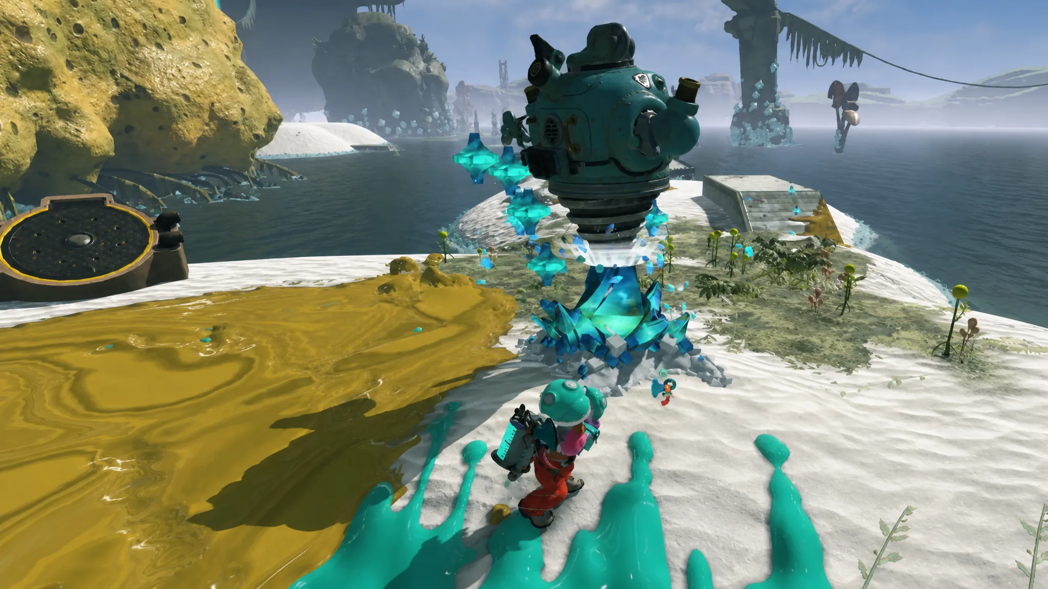 Big Man mining the first treasure crystal