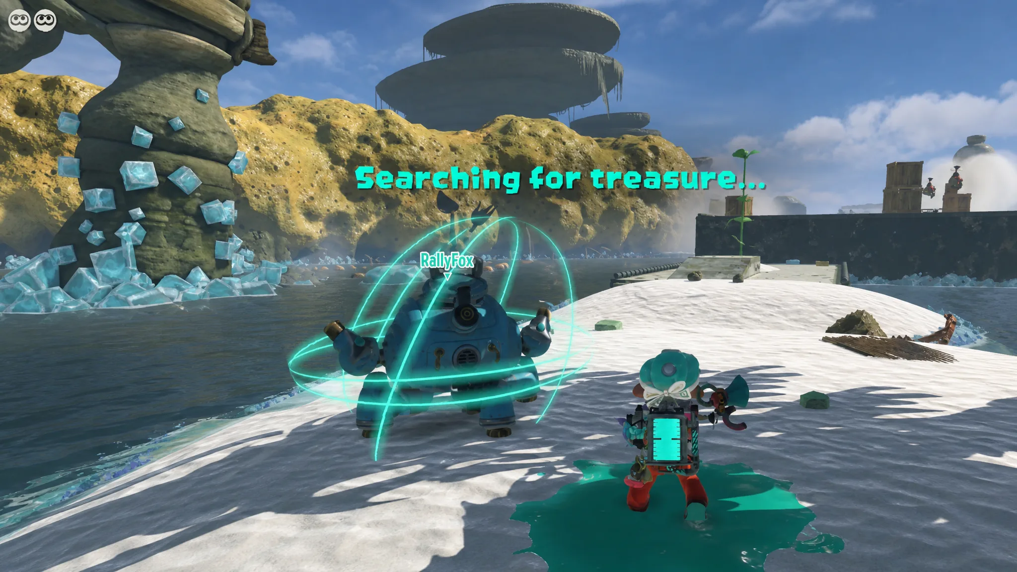 Scanning for treasure after landing on Erpp Island