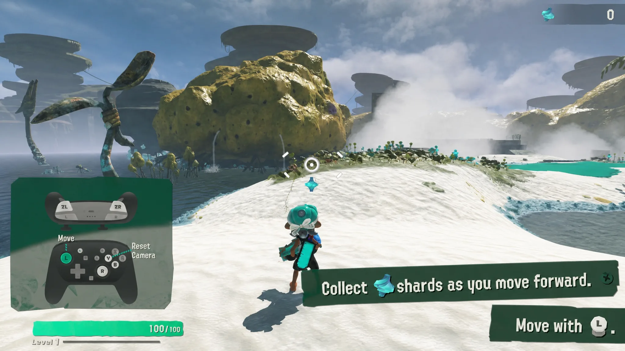 Character customization screen in Splatoon Raiders