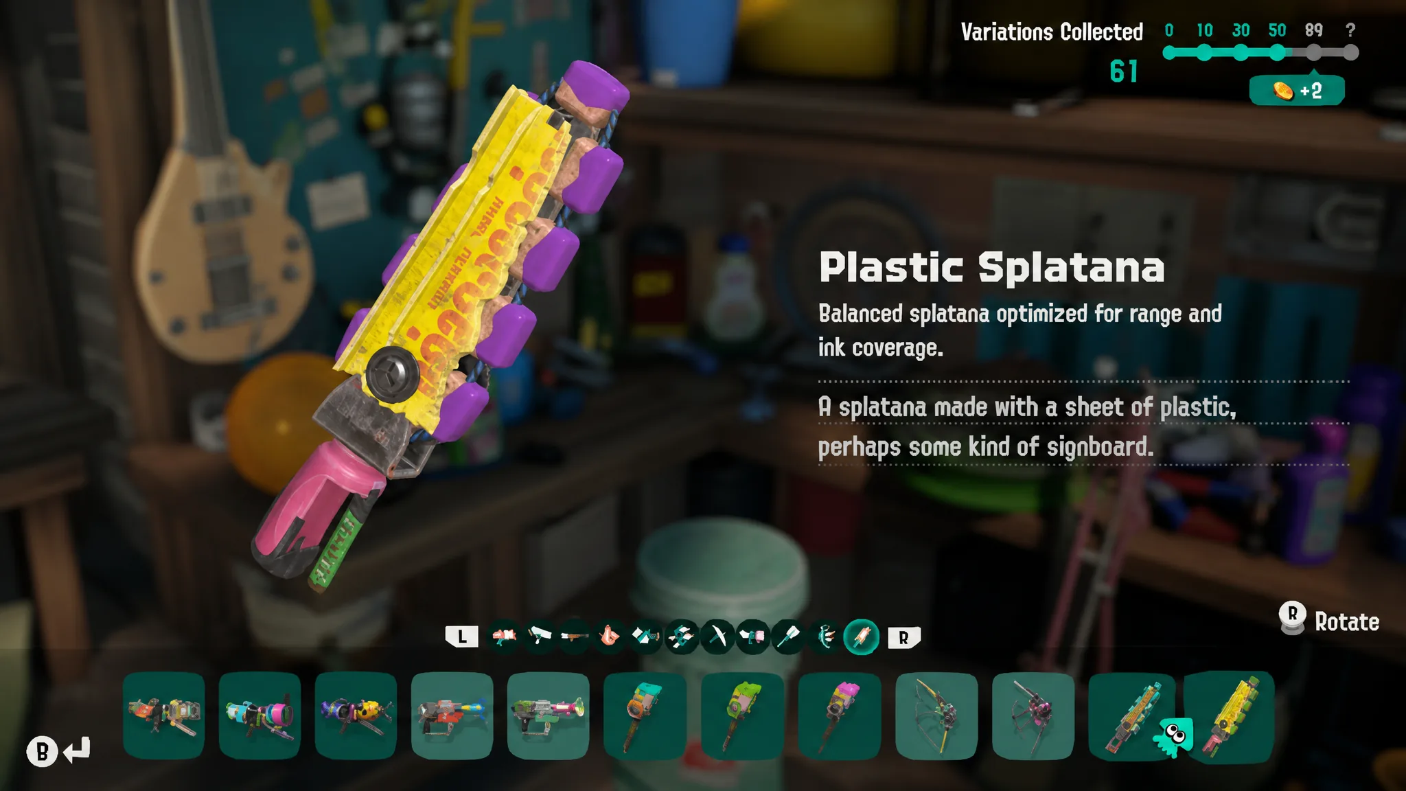 splatoon raiders weapons - a splatana in the menu