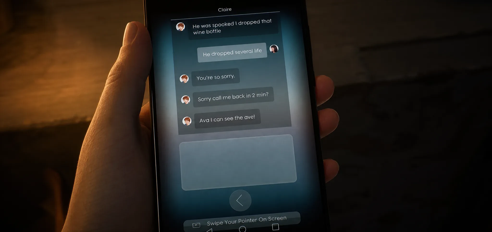 Ava and Claire's messages on her phone
