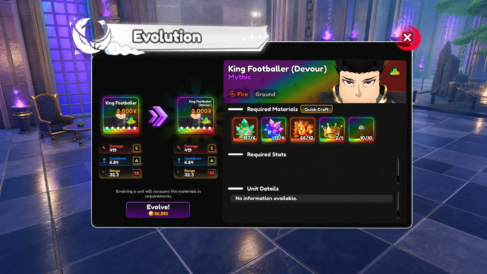 All items required for evolving King Footballer