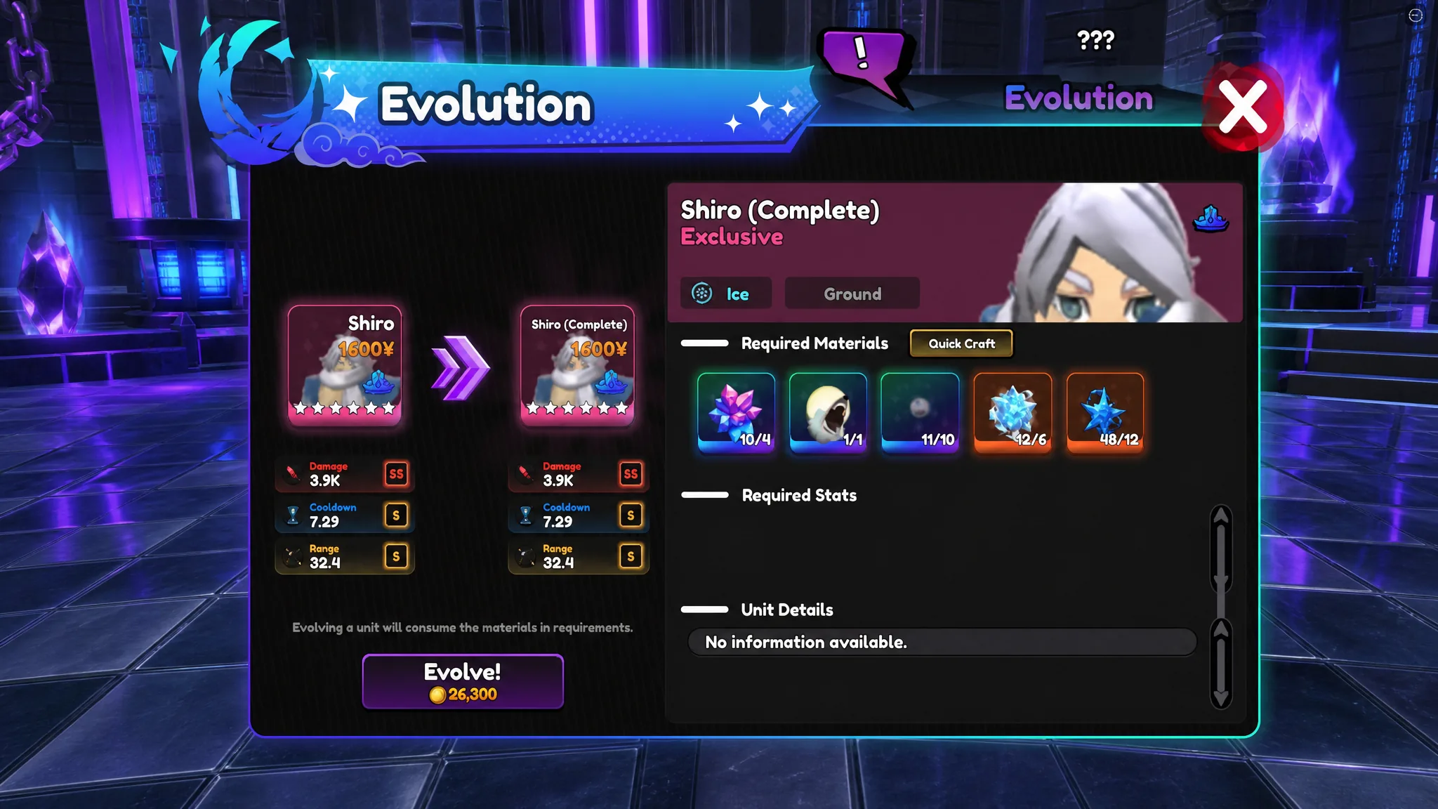 Shiro is an Exclusive unit