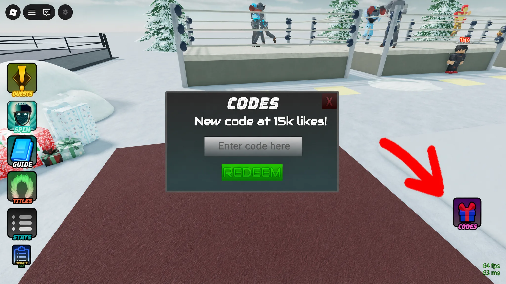 How to redeem codes in Untitled Robot Boxing