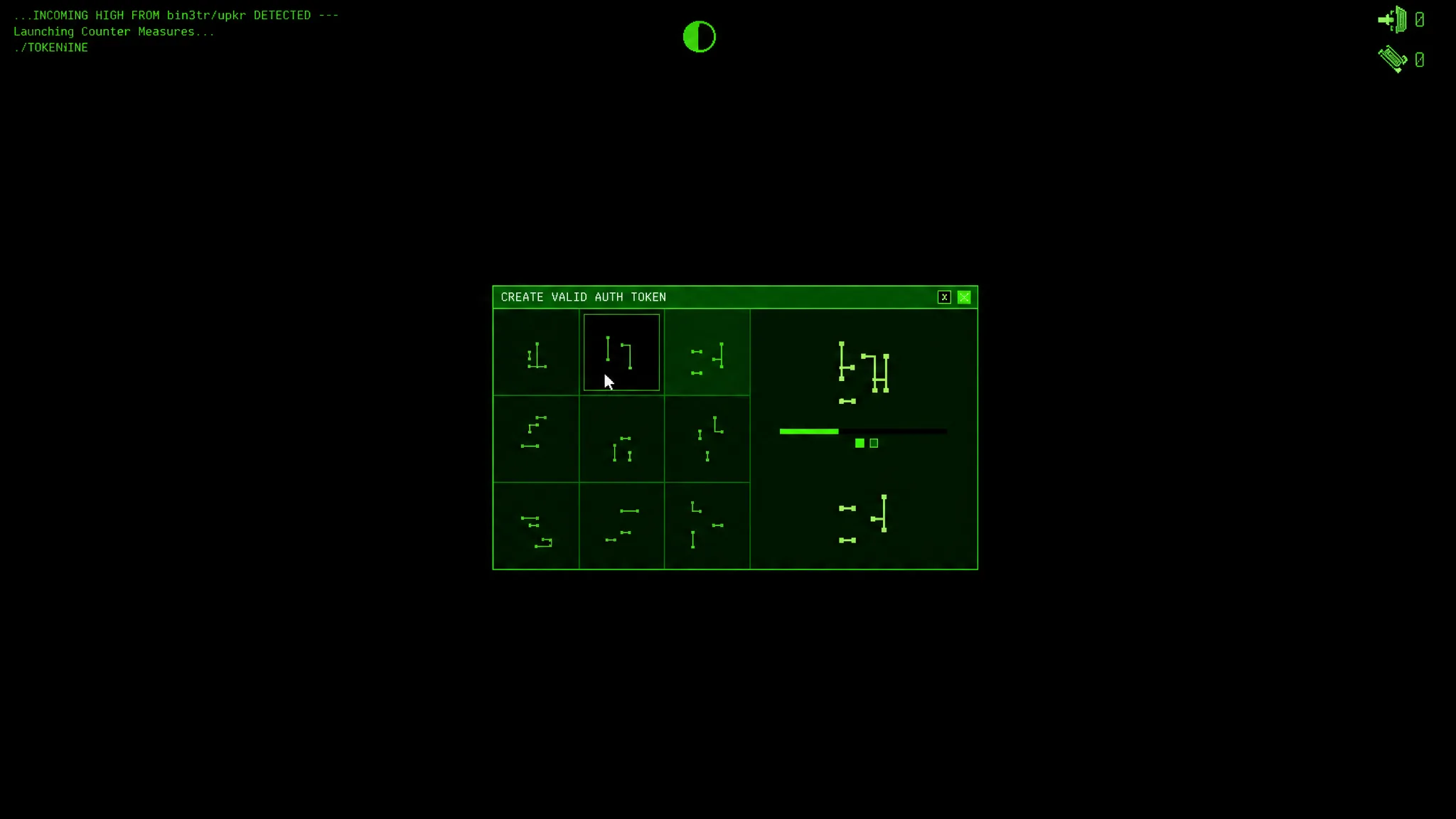 The hack minigame of Tokenine